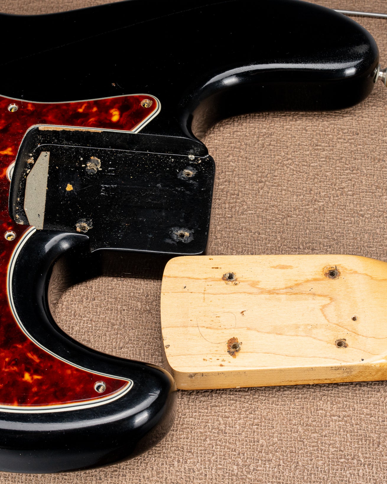 1962 Fender Jazz Bass custom color black custom color guitar tortoise shell pick guard neck pocket and neck heel