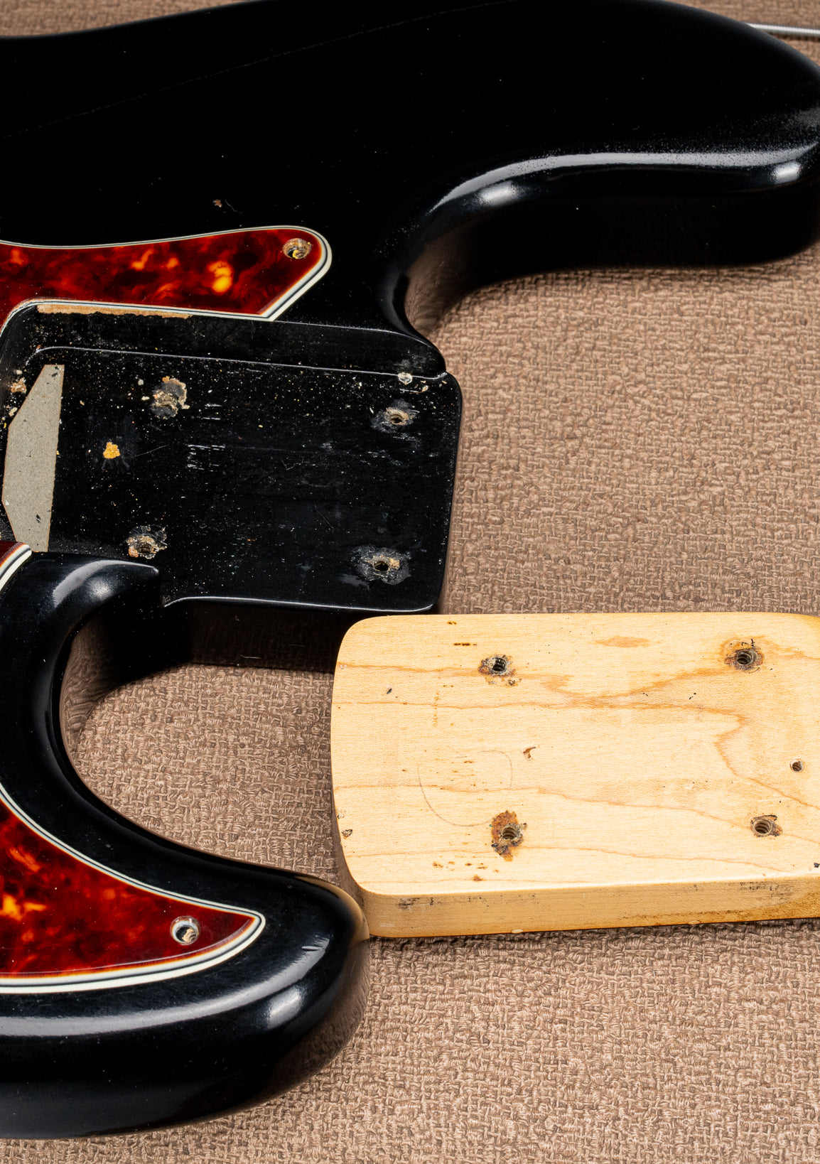 1962 Fender Jazz Bass custom color black custom color guitar tortoise shell pick guard neck pocket and neck heel