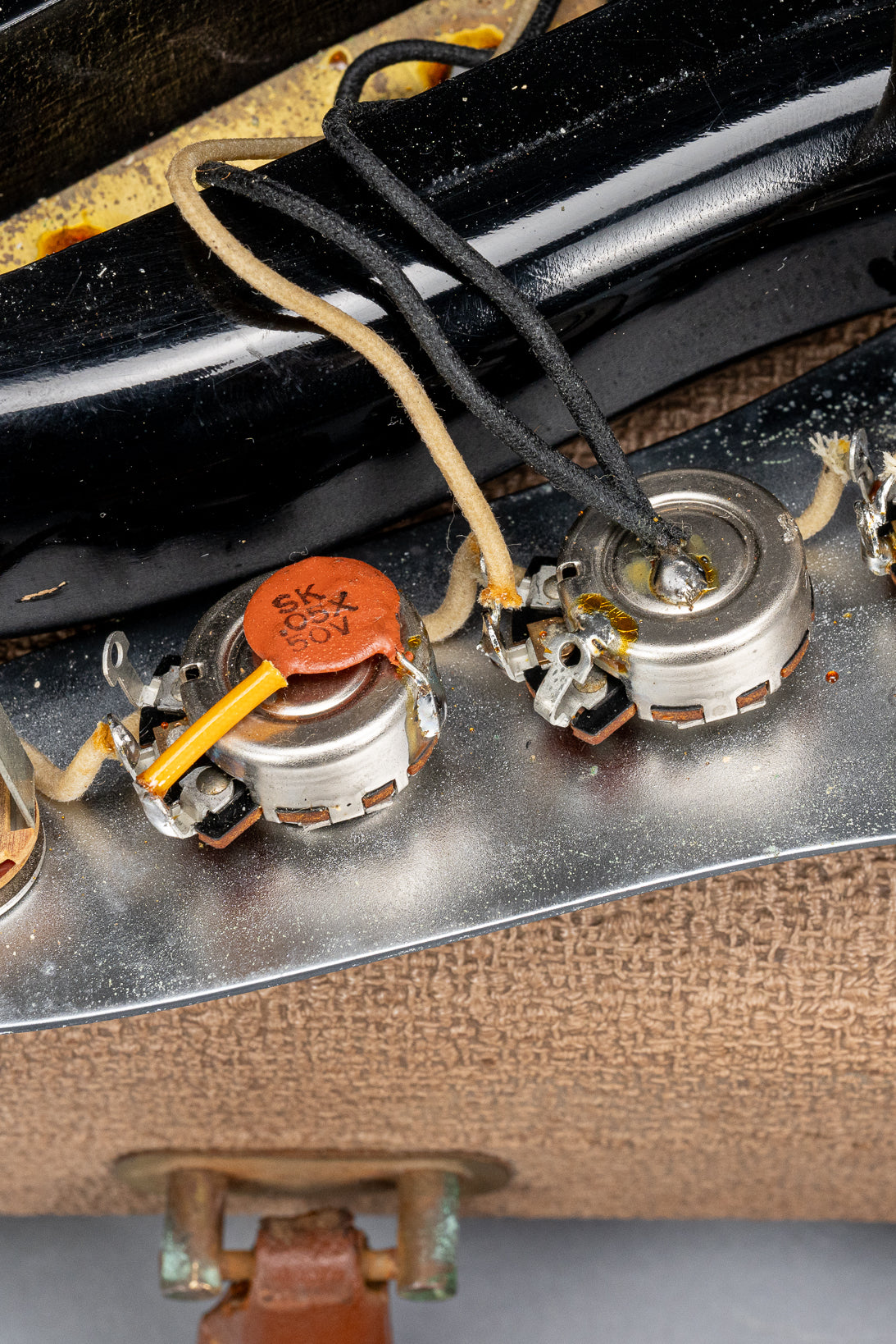 1962 Fender Jazz Bass custom color black custom color guitar tortoise shell pick guard pots wiring and jack