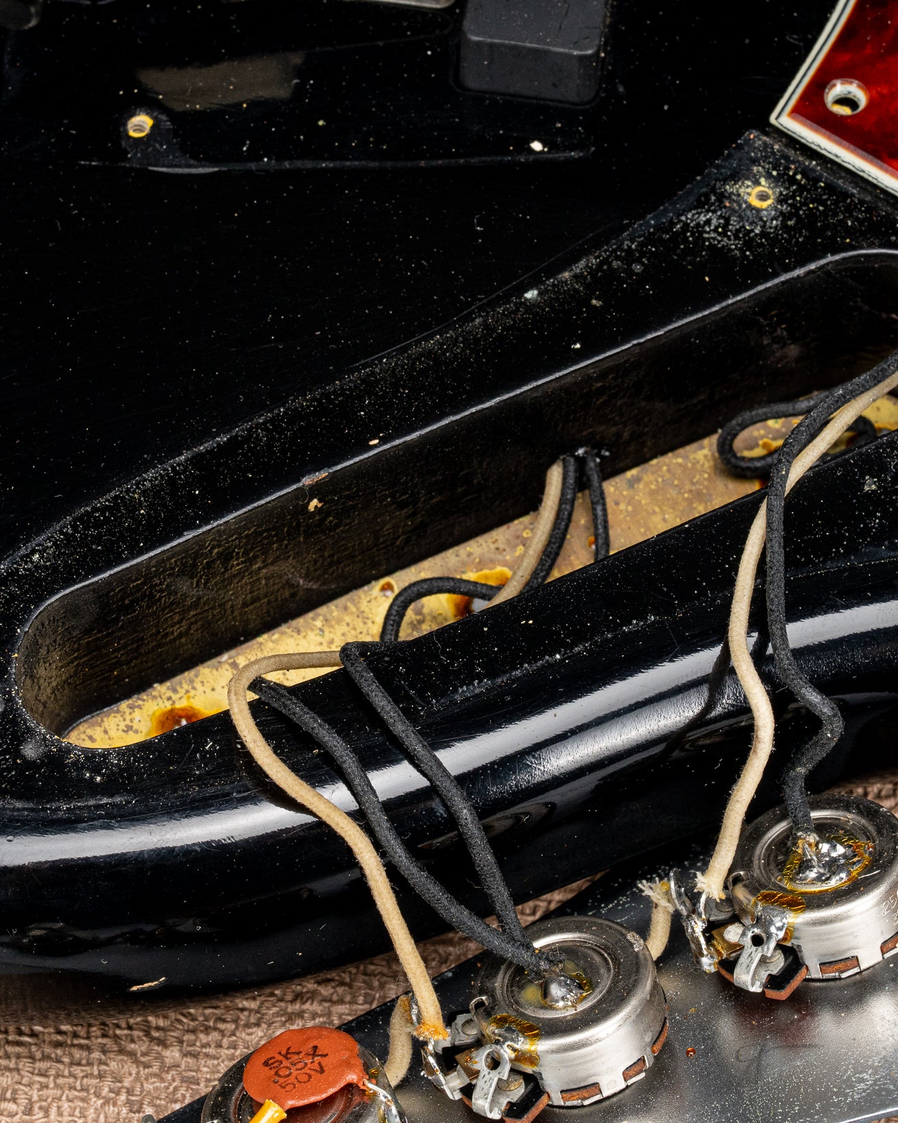 1962 Fender Jazz Bass custom color black custom color guitar tortoise shell pick guard control cavity