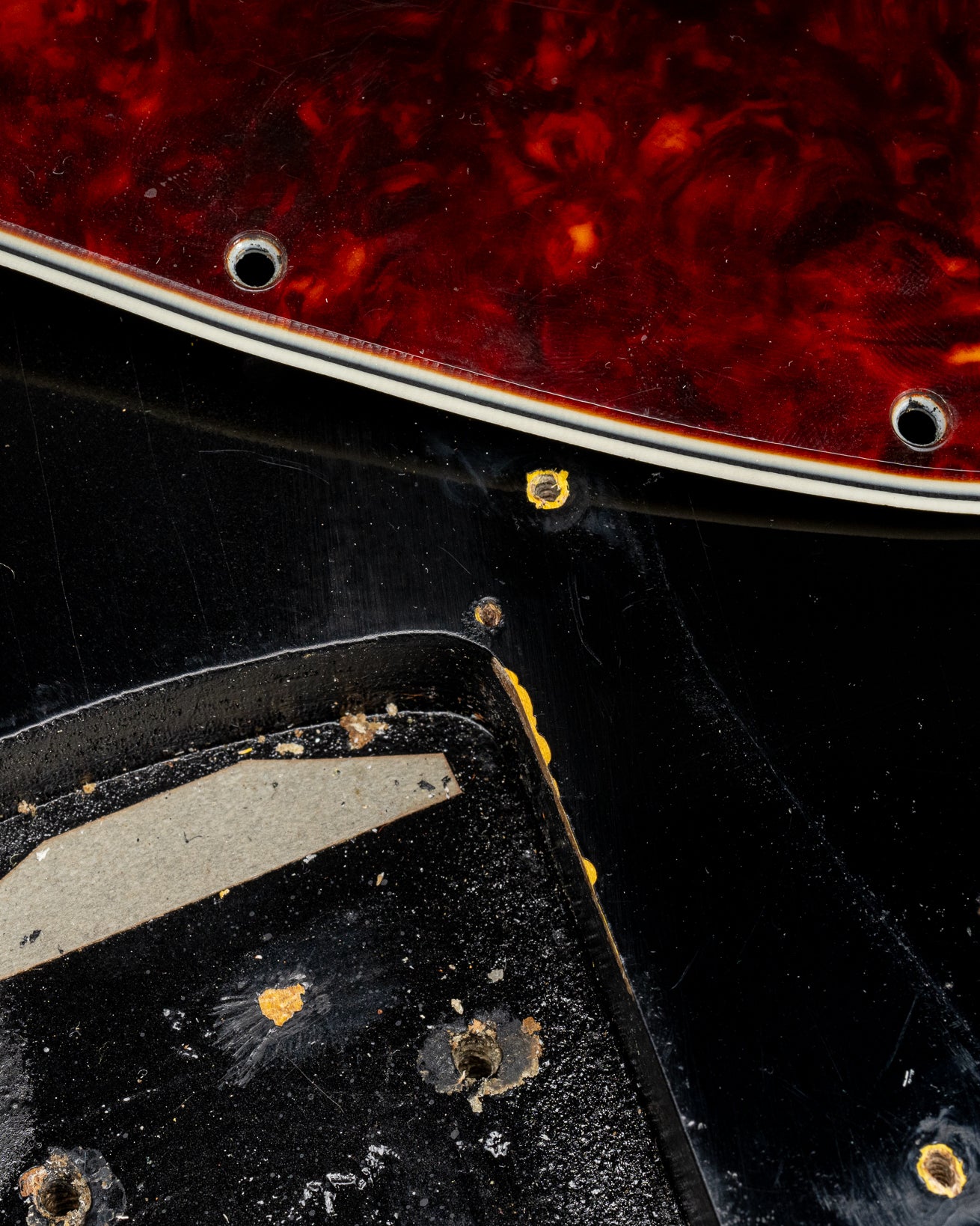 1962 Fender Jazz Bass custom color black custom color guitar tortoise shell pick guard neck pocket and screw holes