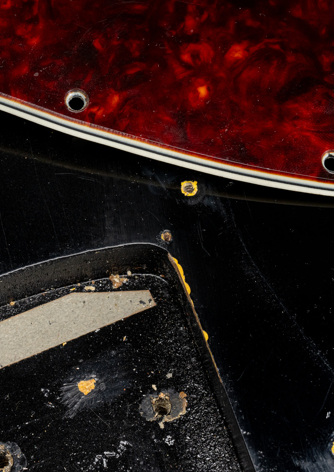 1962 Fender Jazz Bass custom color black custom color guitar tortoise shell pick guard neck pocket and screw holes