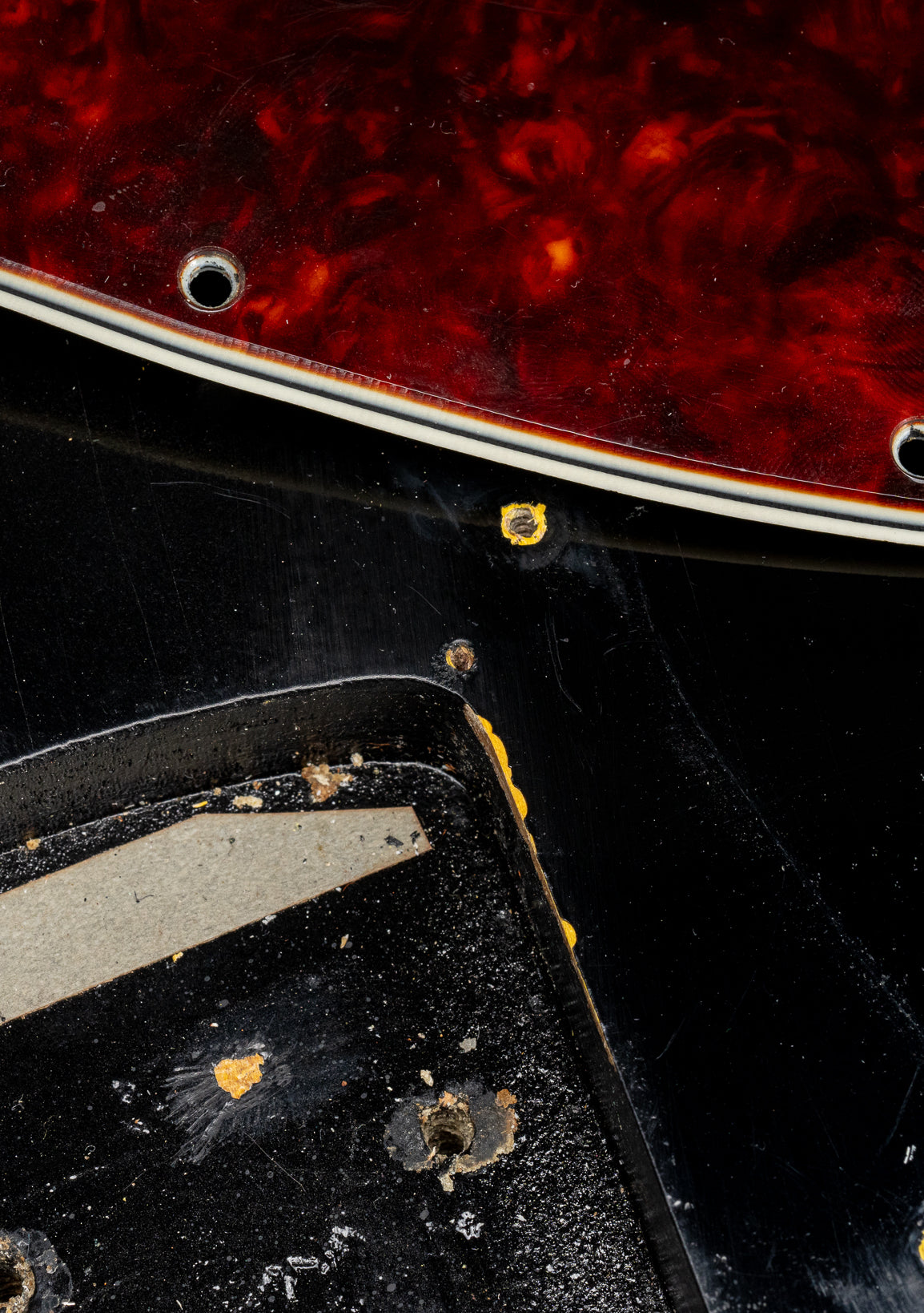 1962 Fender Jazz Bass custom color black custom color guitar tortoise shell pick guard neck pocket and screw holes
