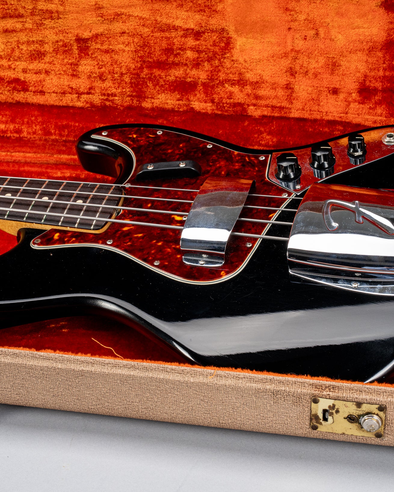 1962 Fender Jazz Bass custom color black custom color guitar tortoise shell pick guard in original case
