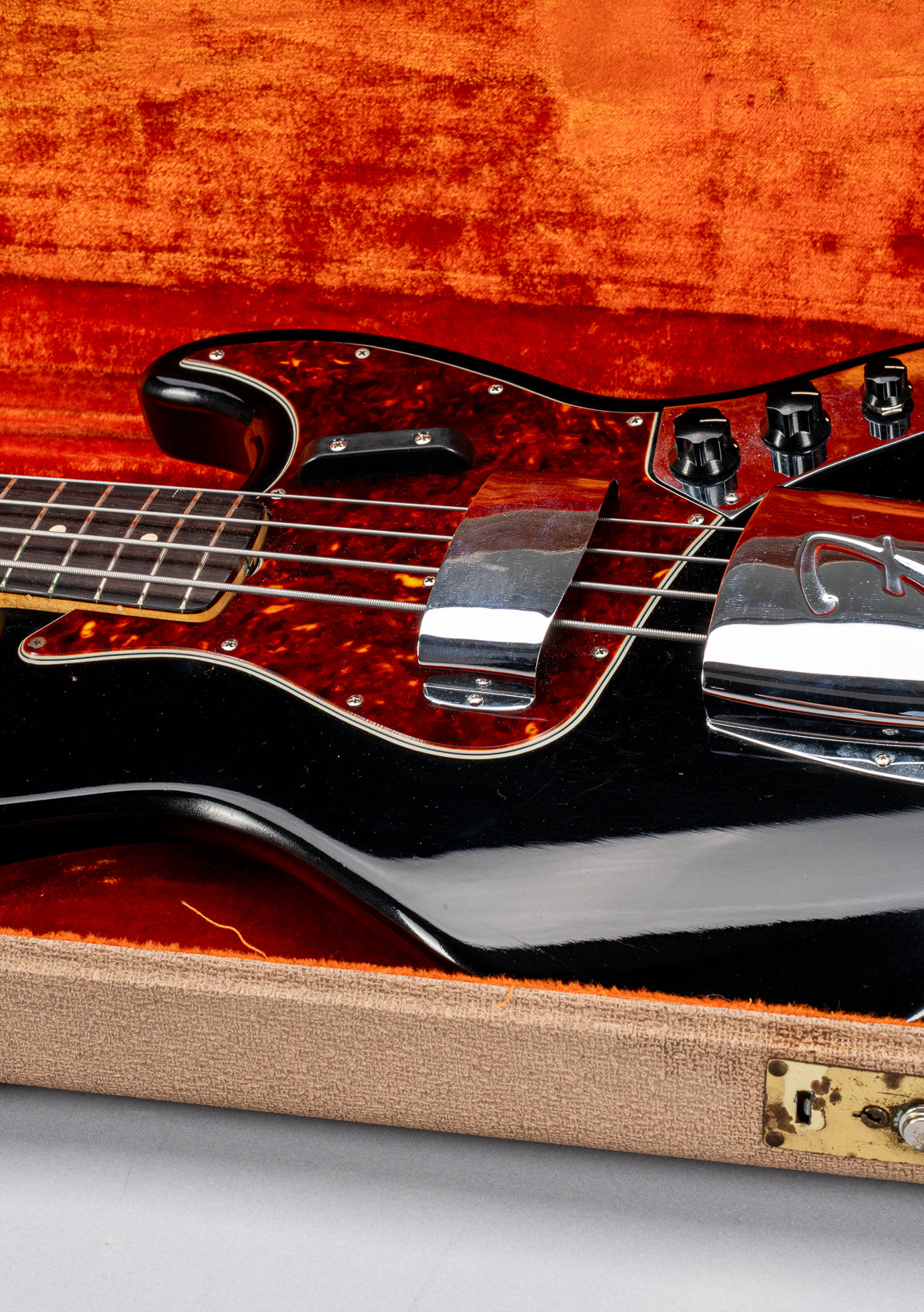 1962 Fender Jazz Bass custom color black custom color guitar tortoise shell pick guard in original case