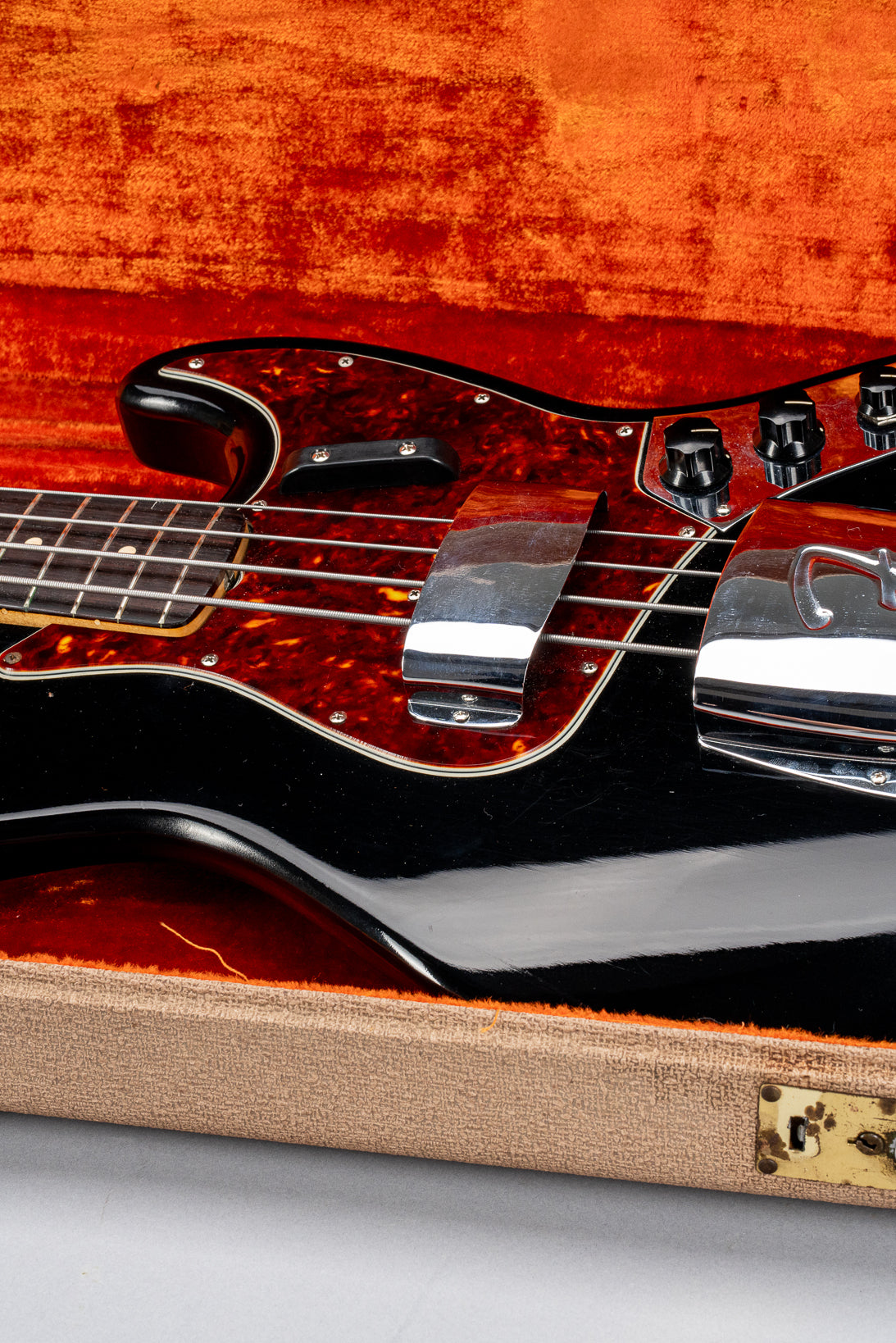 1962 Fender Jazz Bass custom color black custom color guitar tortoise shell pick guard in original case