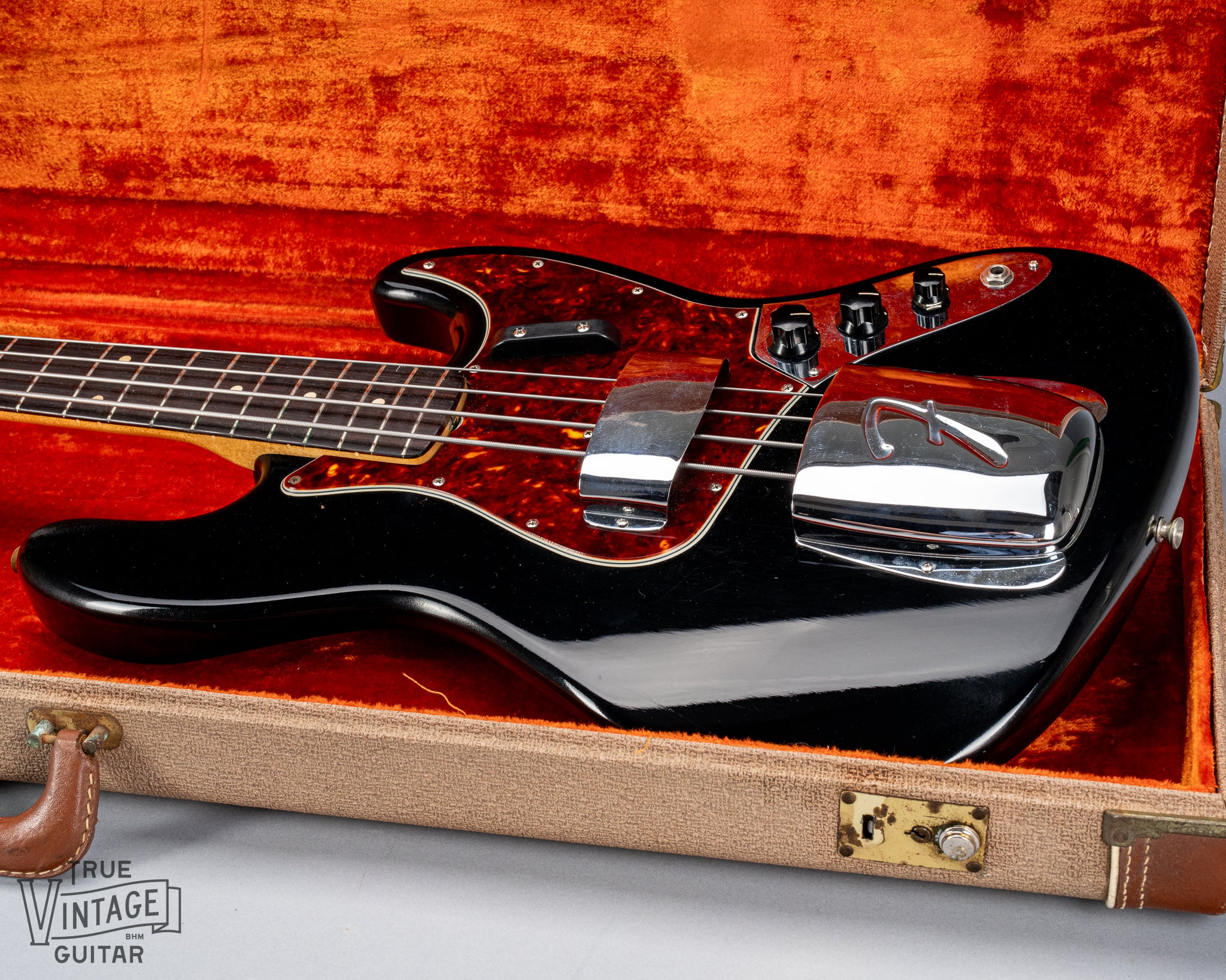1962 Fender Jazz Bass custom color black custom color guitar tortoise shell pick guard in original case