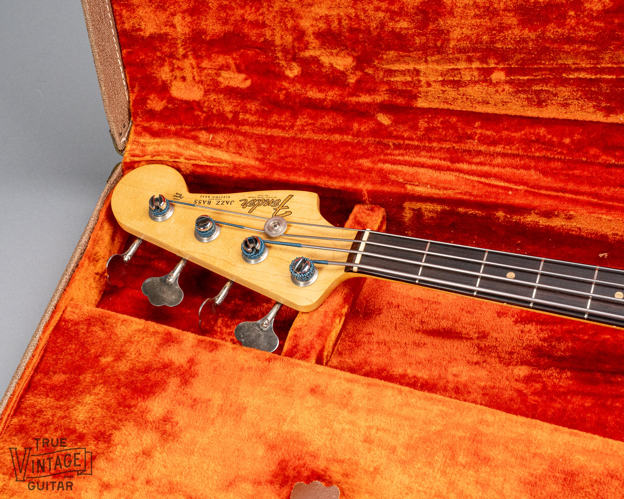 1962 Fender Jazz Bass custom color black custom color guitar headstock and neck in original case