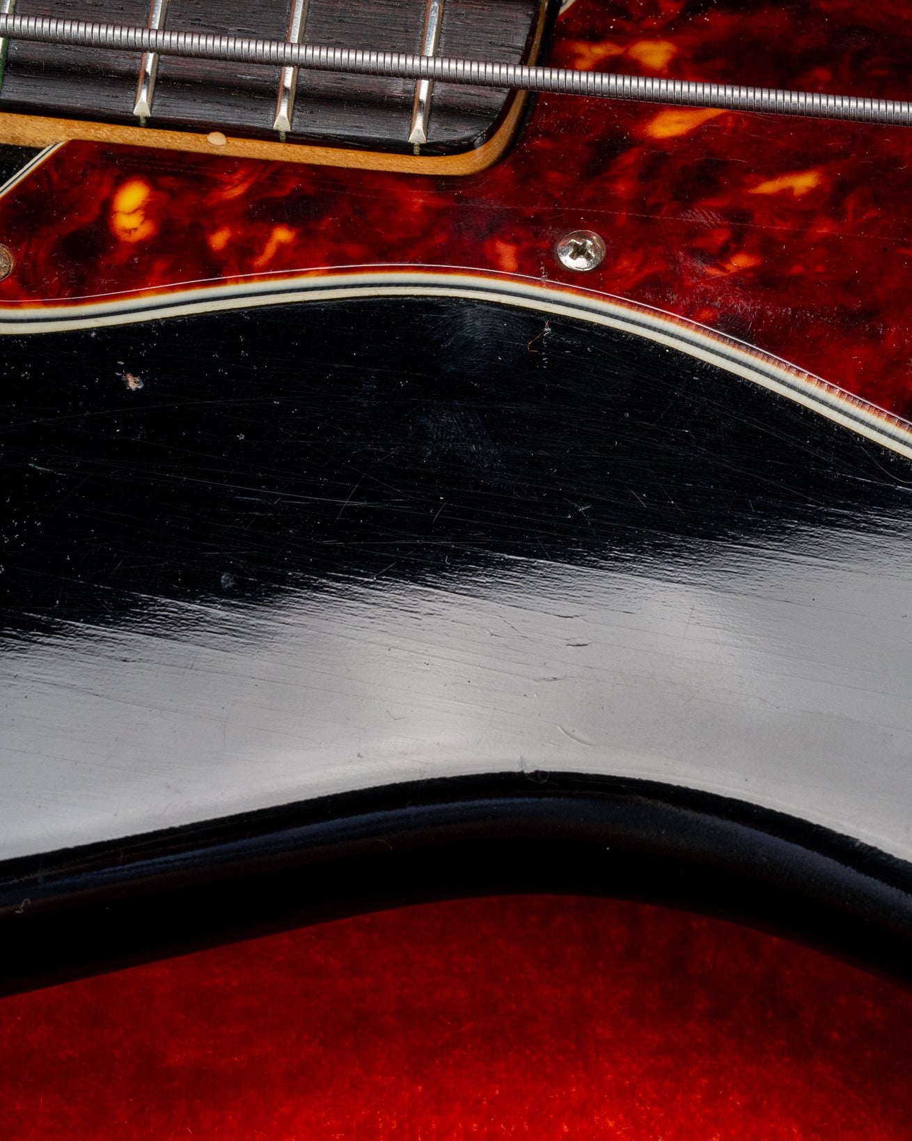 1962 Fender Jazz Bass custom color black custom color guitar tortoise shell pick guard finish checking