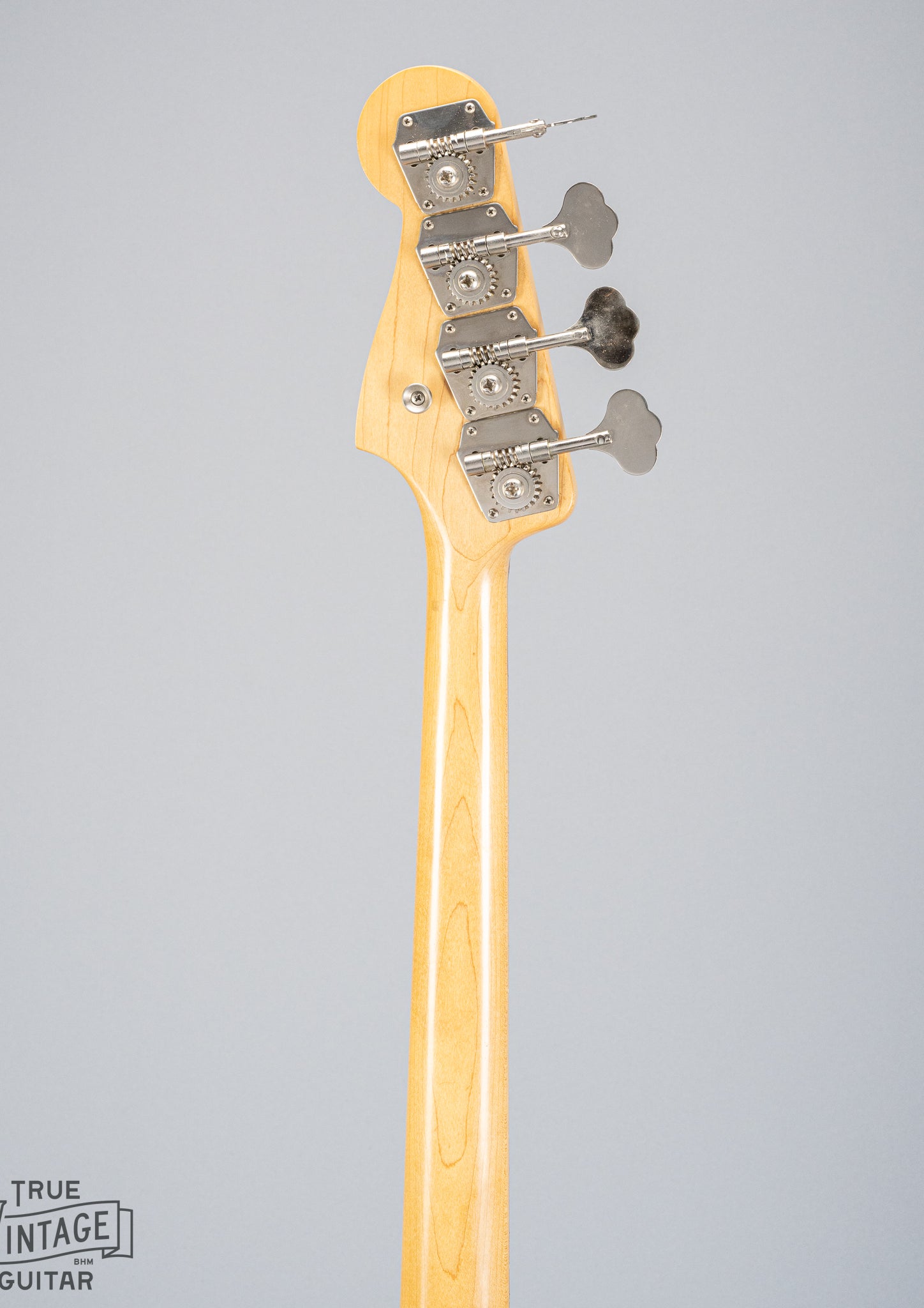 back of 1962 Fender Jazz Bass custom color black custom color guitar neck and headstock