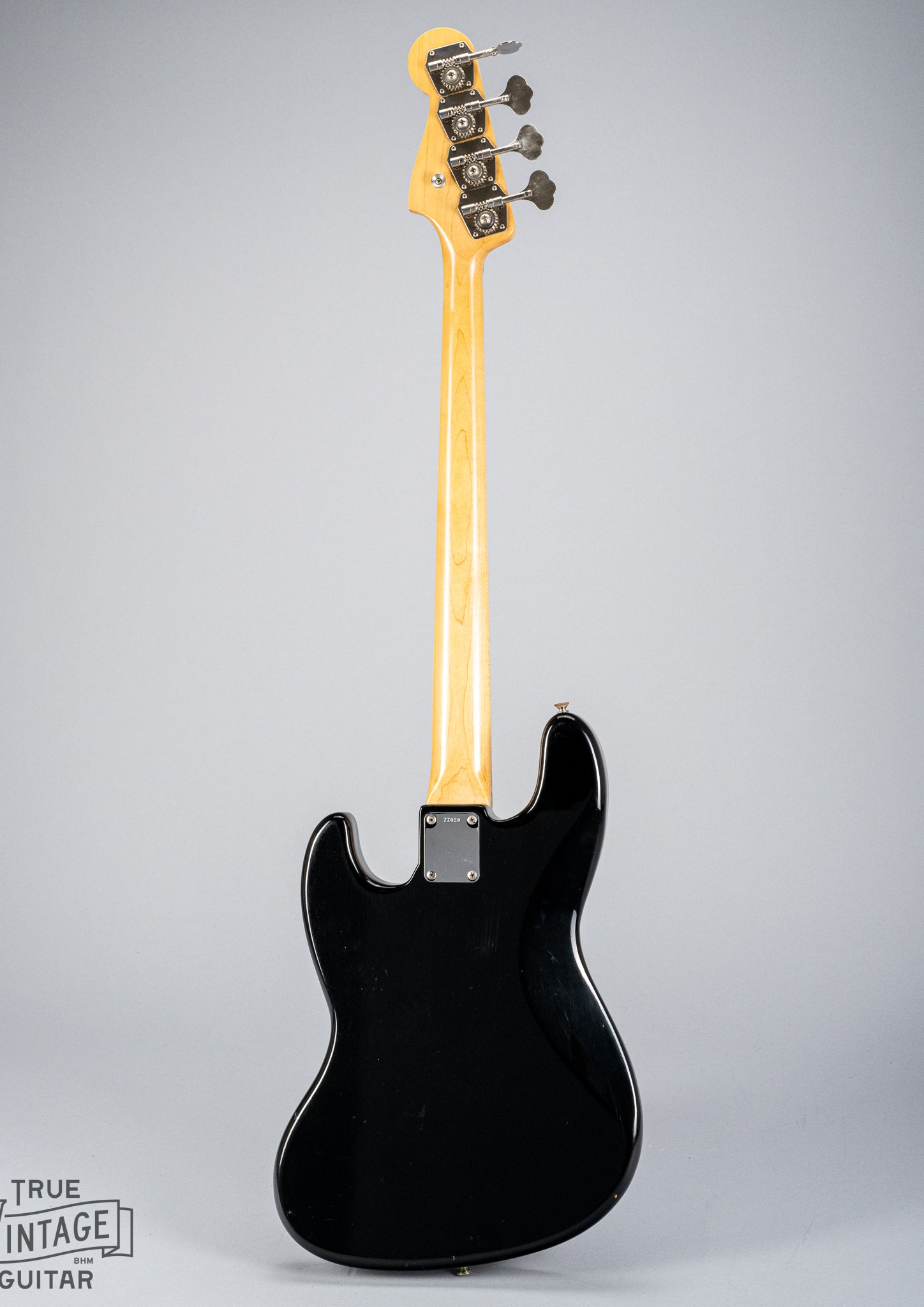 Back of 1962 Fender Jazz Bass custom color black back of body neck and headstock