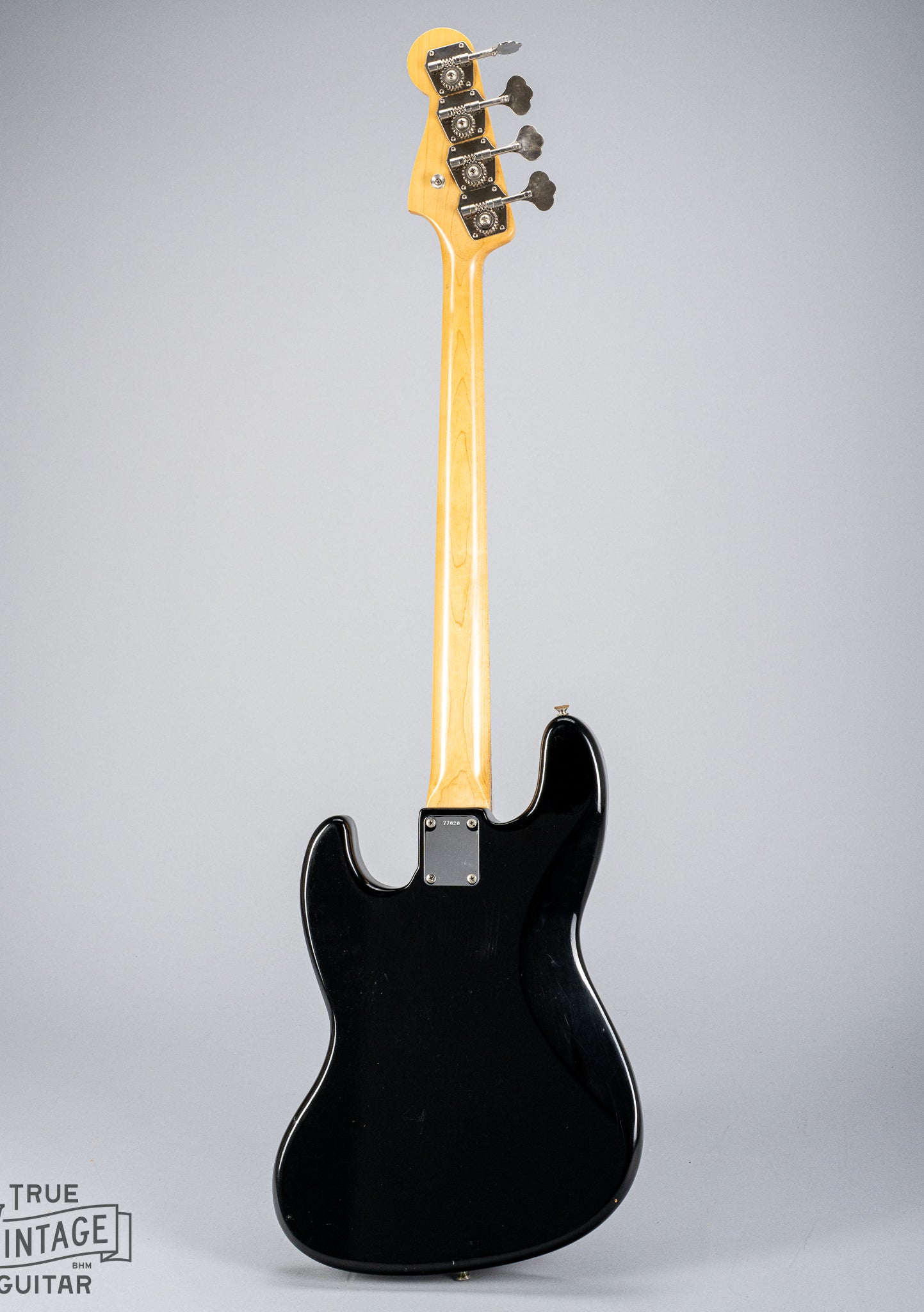 Back of 1962 Fender Jazz Bass custom color black back of body neck and headstock