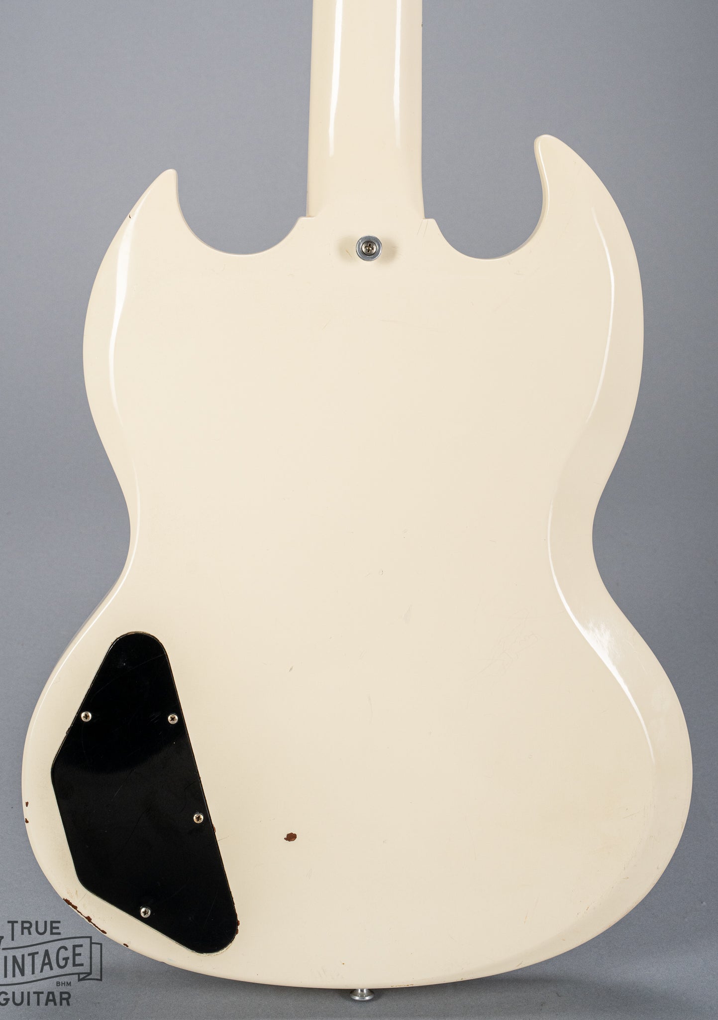back of 1962 Gibson SG Special white guitar body