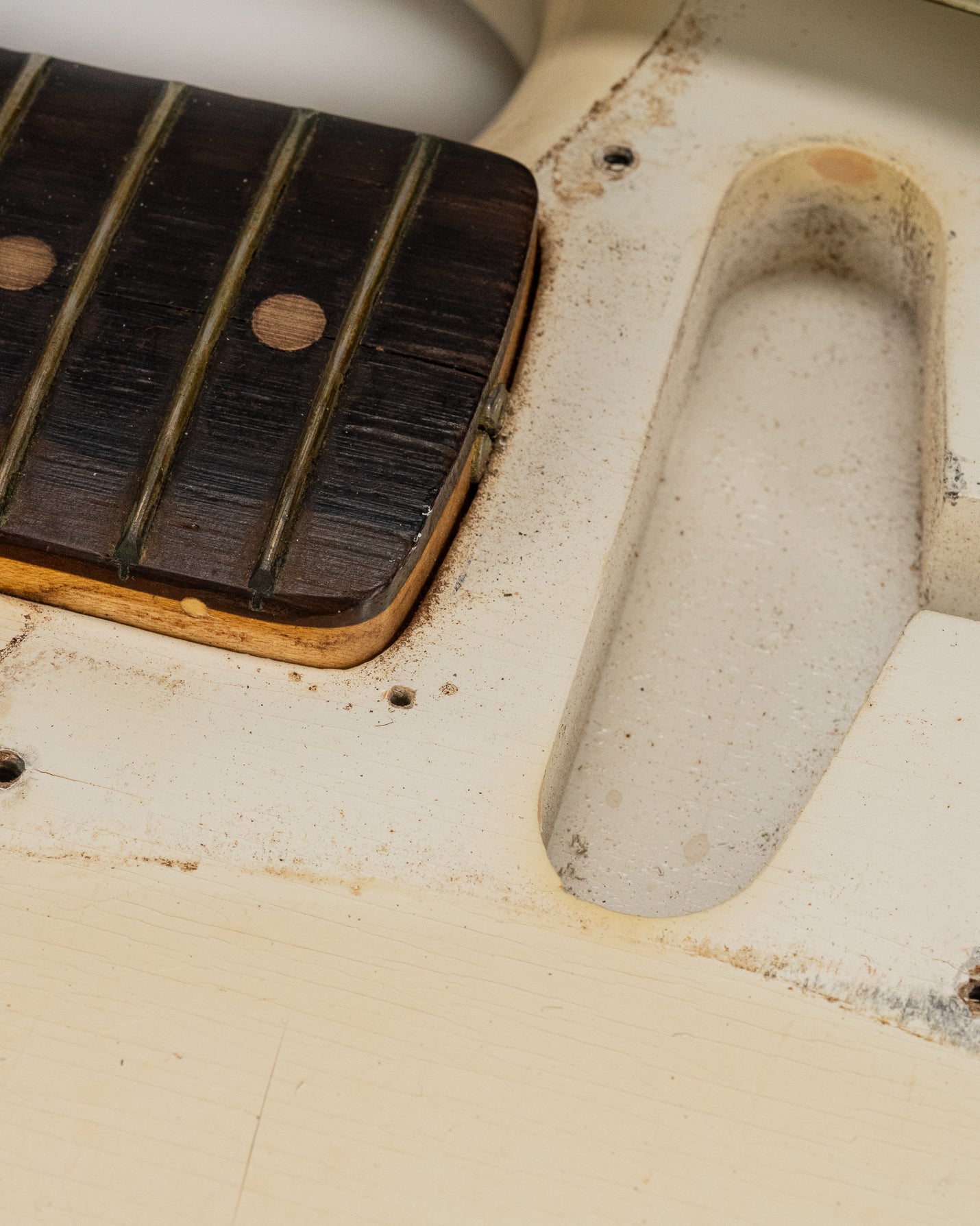 Clear nail hole on the Olympic White finish proving originality