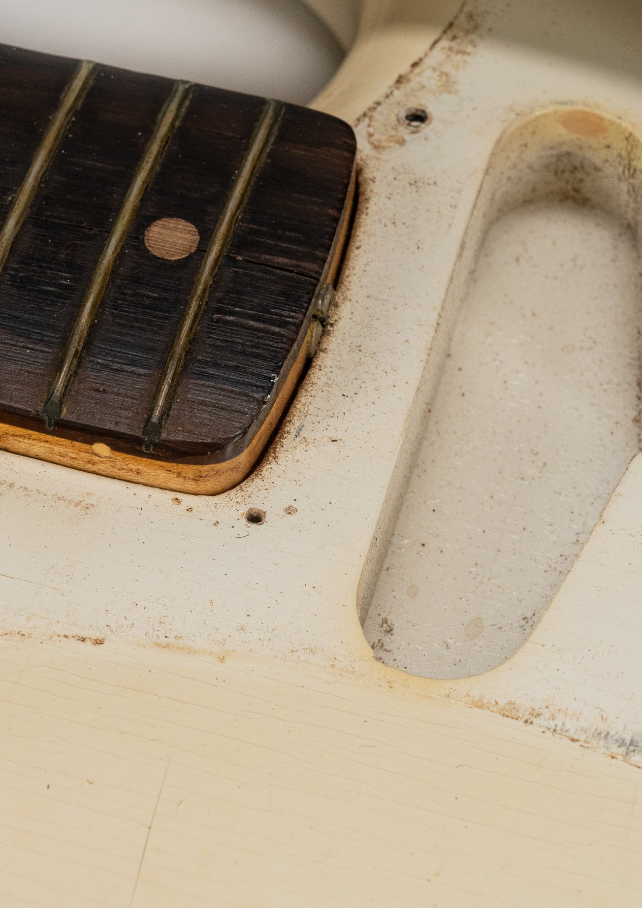 Clear nail hole on the Olympic White finish proving originality