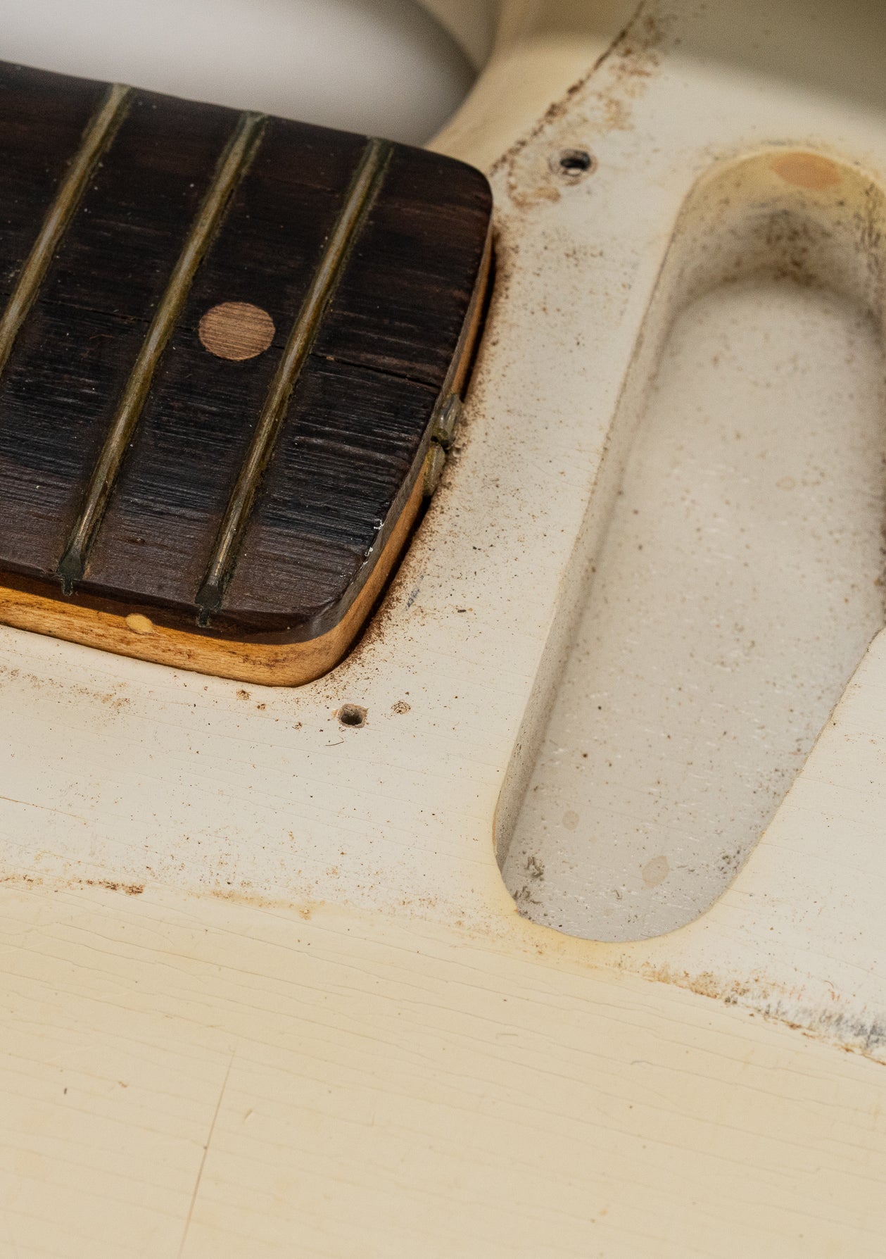 Clear nail hole on the Olympic White finish proving originality