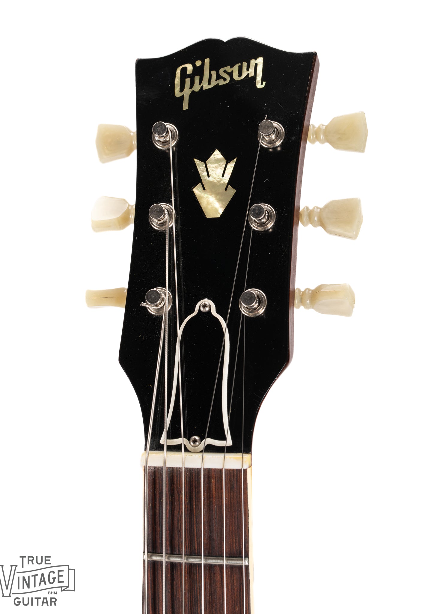 Front of 1963 Gibson ES-335 Cherry Headstock