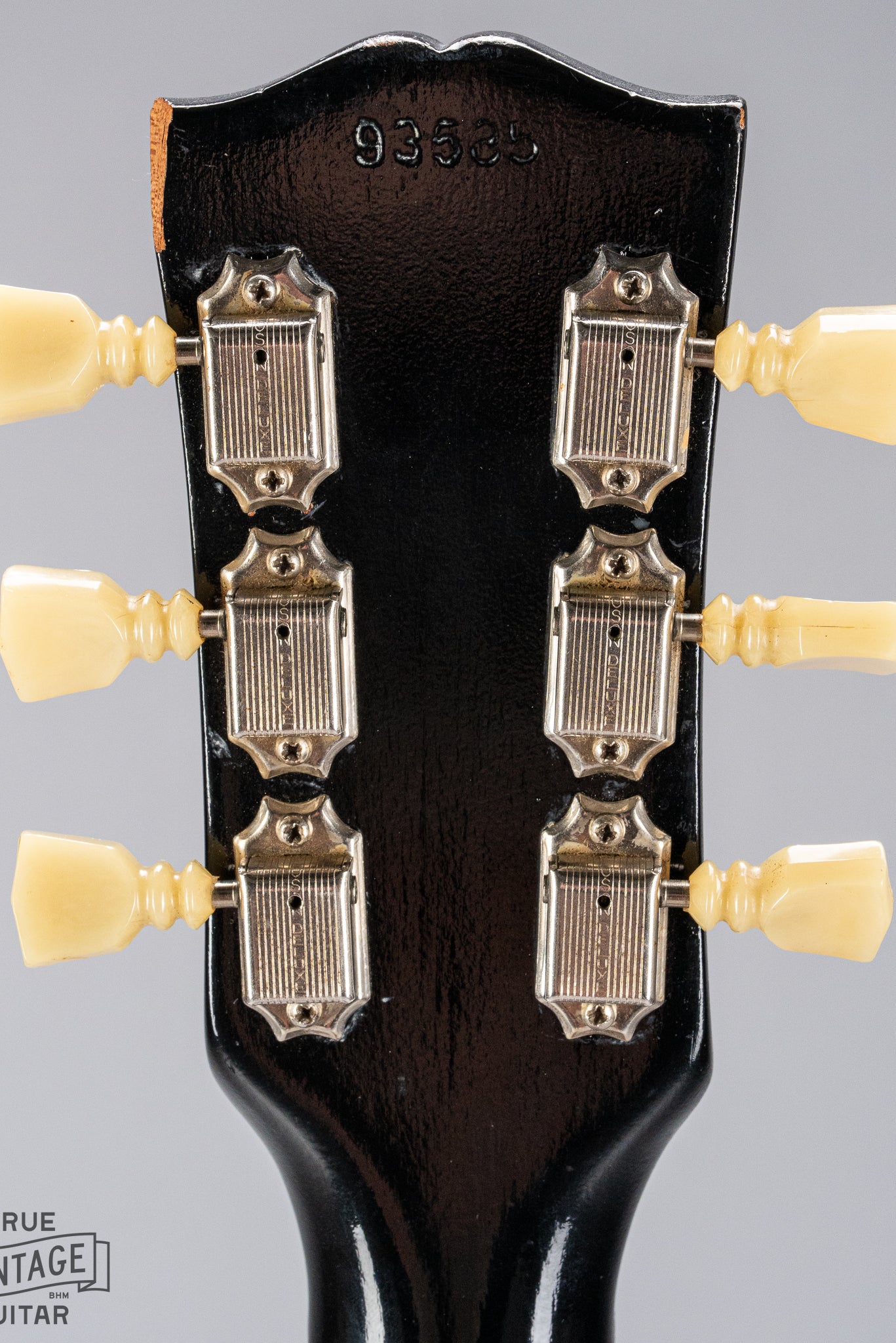 front of Gibson 1963 ES-335 Cherry red guitar serial number