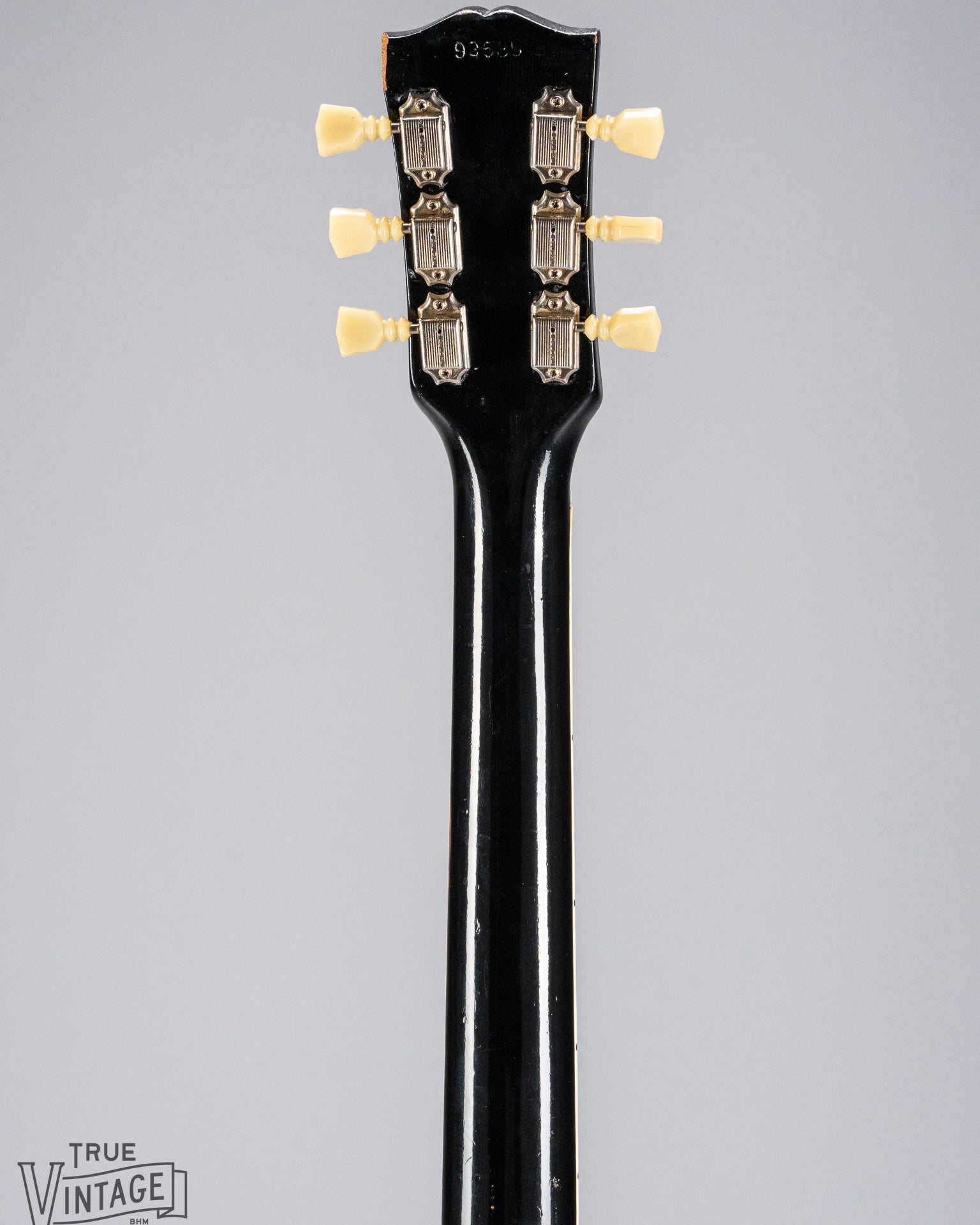 back of Gibson 1963 ES-335 Cherry red guitar neck and headstock