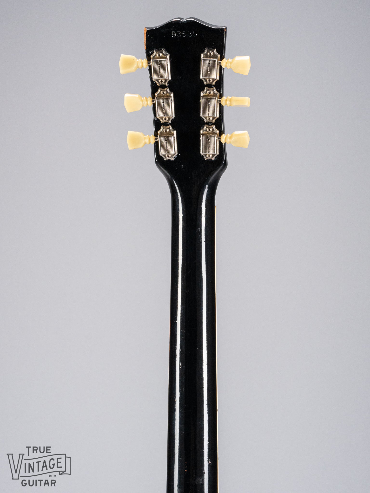 back of Gibson 1963 ES-335 Cherry red guitar neck and headstock