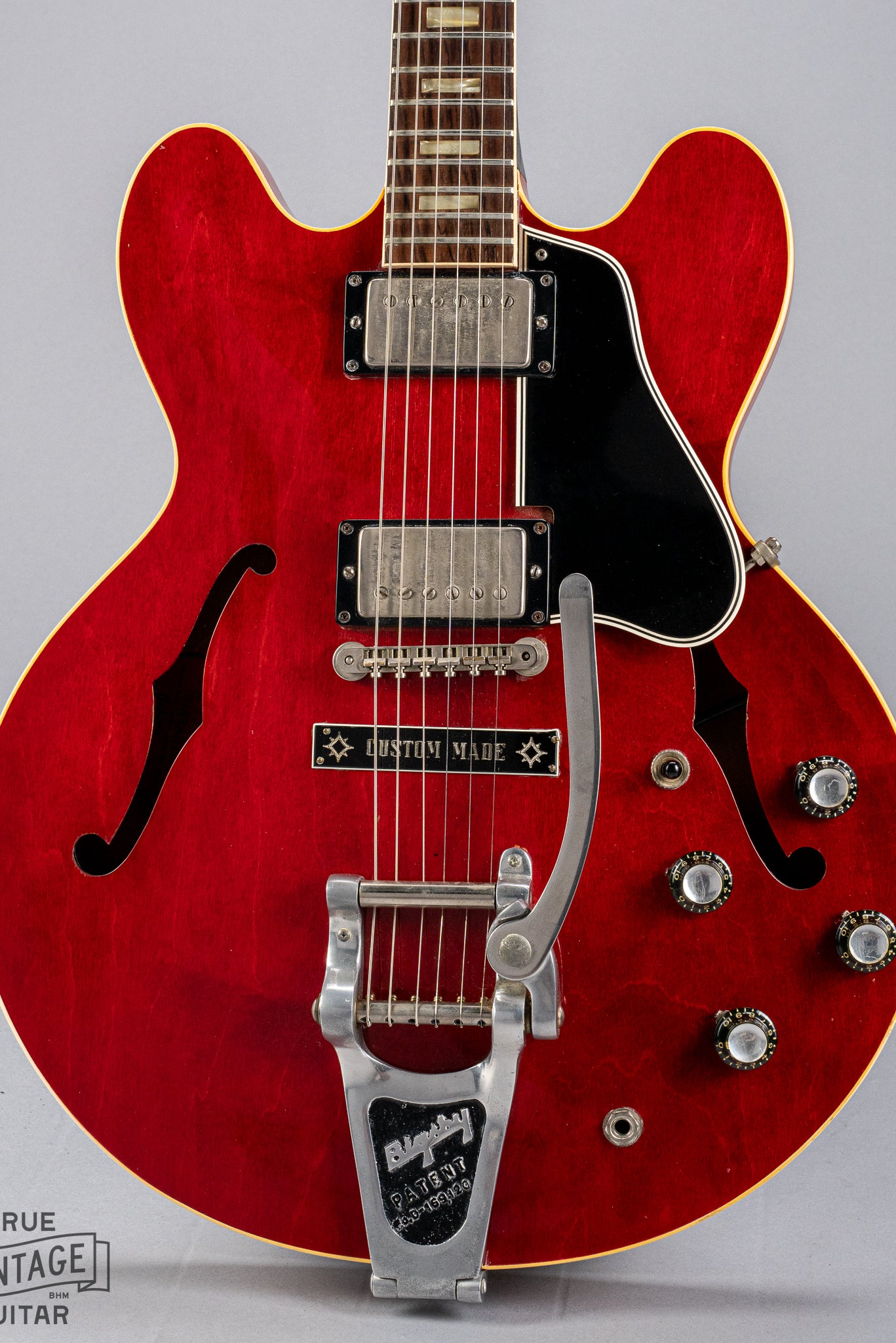 front of Gibson 1963 ES-335 Cherry red guitar body Bigsby custom made