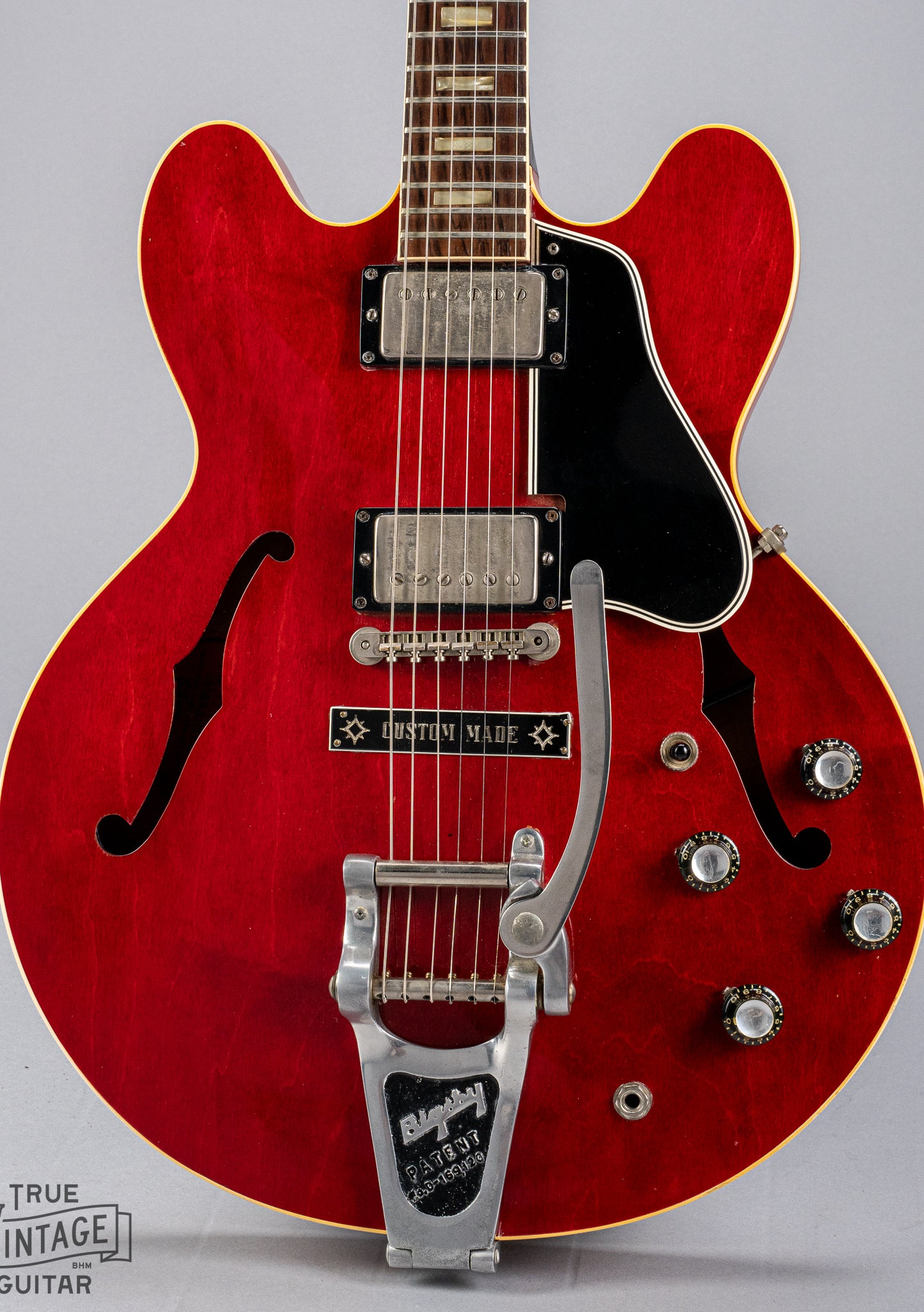 front of Gibson 1963 ES-335 Cherry red guitar body Bigsby custom made