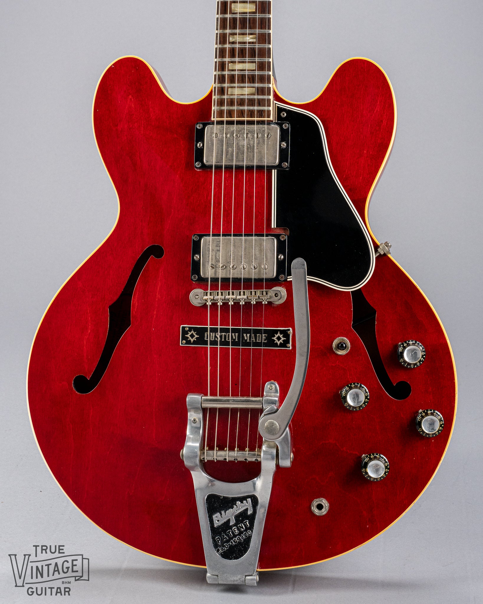front of Gibson 1963 ES-335 Cherry red guitar body Bigsby custom made