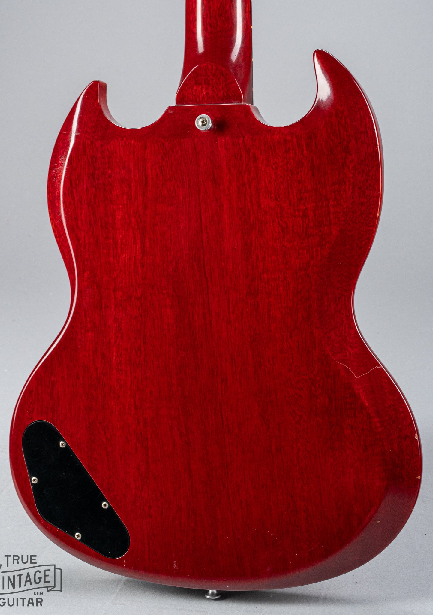 back of Gibson Les Paul Junior Cherry red guitar body