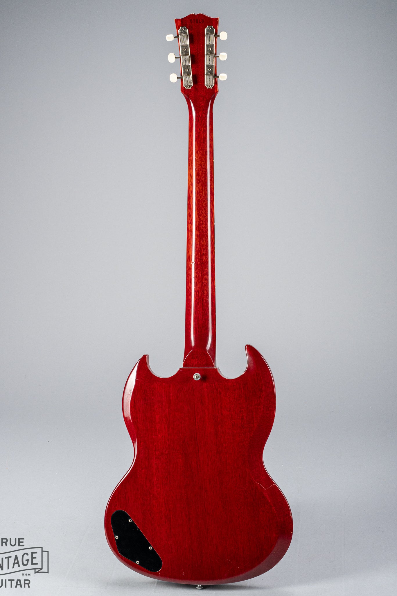 Back of Gibson Les Paul Junior Cherry red guitar body neck and headstock