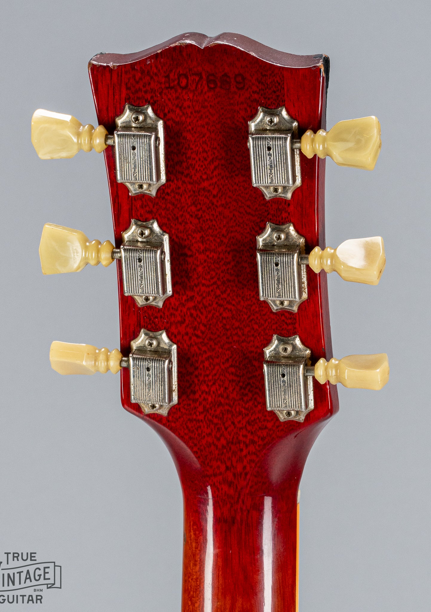 Back of headstock of 1963 Gibson Les Paul Standard SG