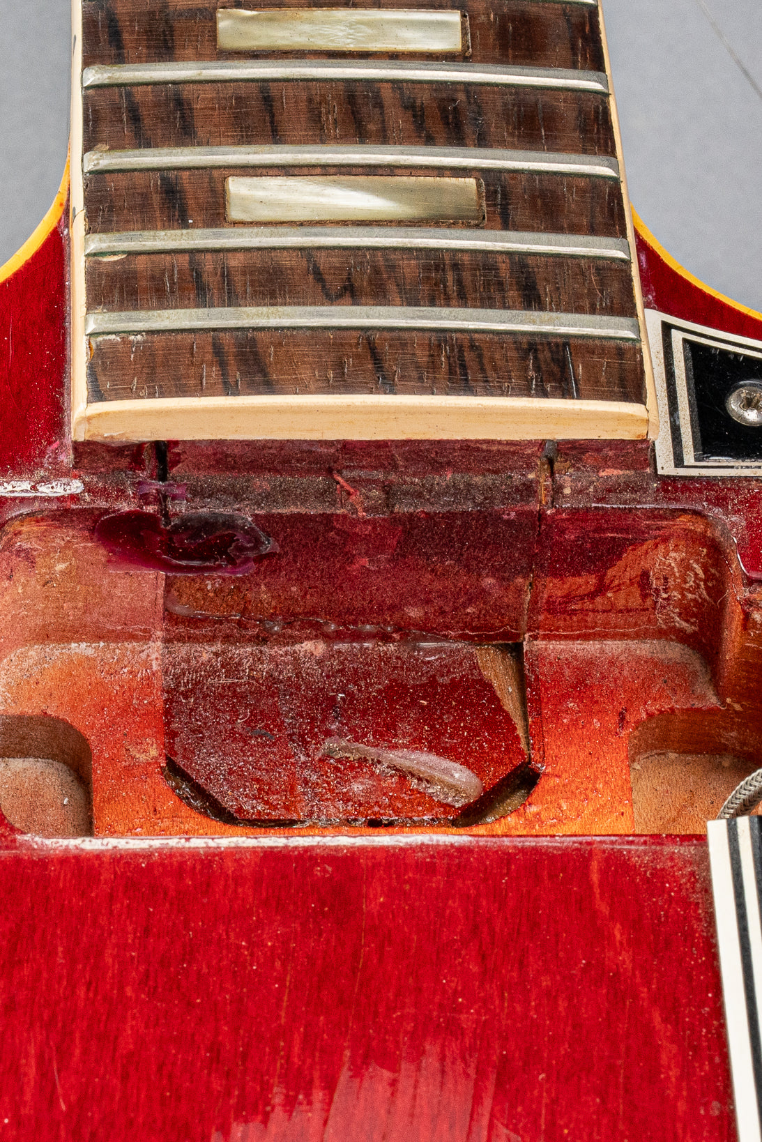 Gibson 1963 ES-335 Cherry red guitar neck pickup cavity