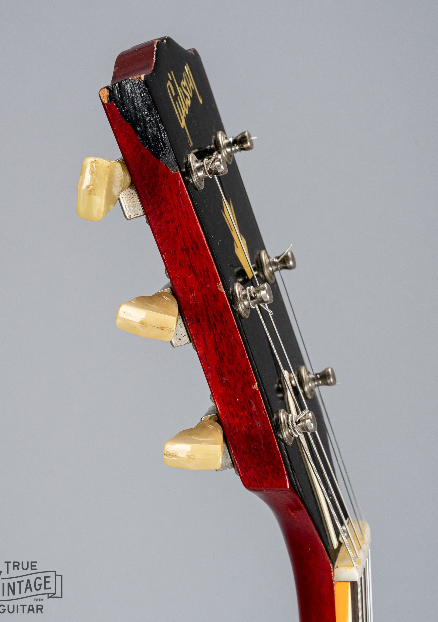 Side of headstock of 1963 Gibson Les Paul Standard SG