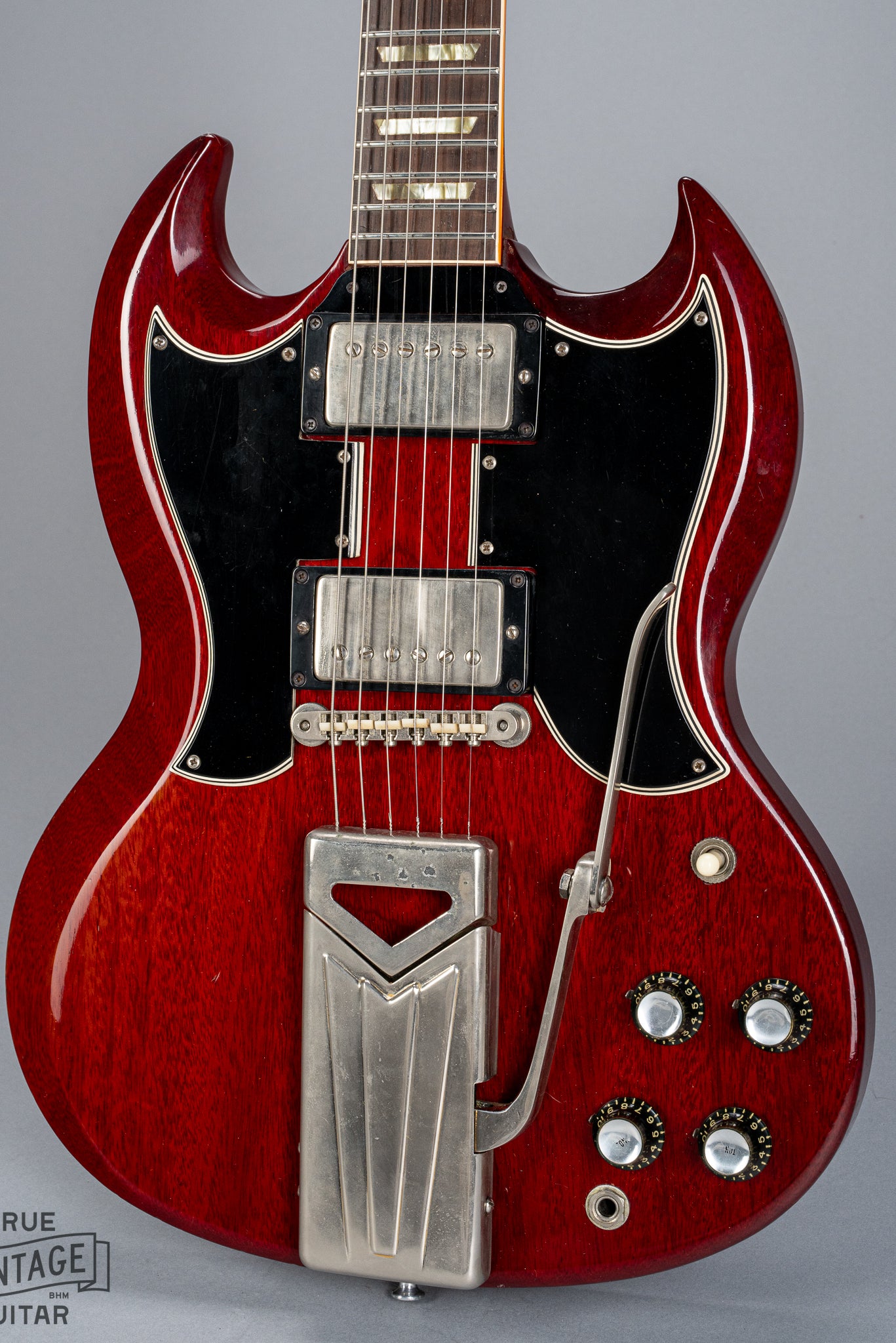 Body of vintage original 1963 Gibson Les Paul Standard SG in Cherry Red with double pickguards