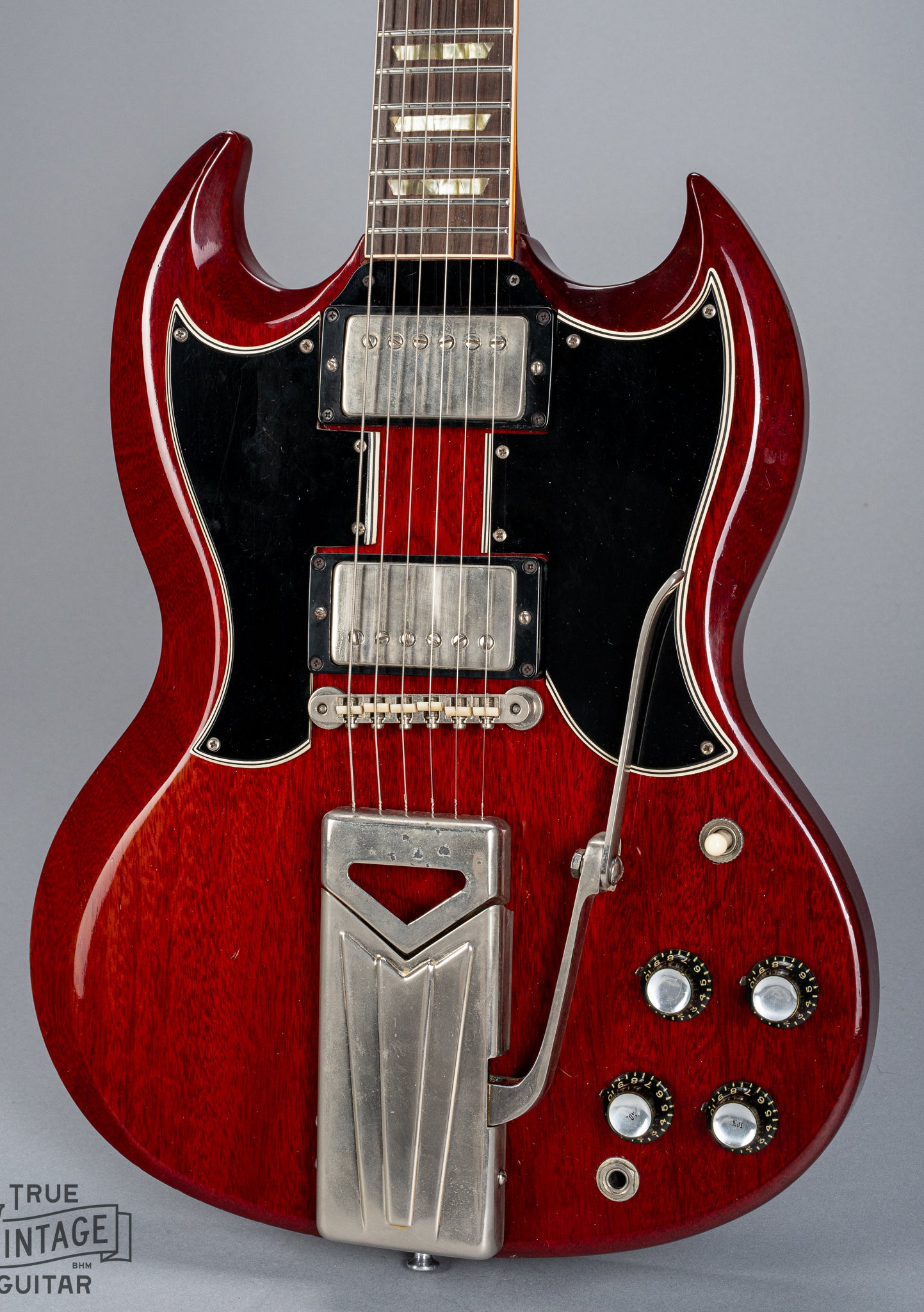 Body of vintage original 1963 Gibson Les Paul Standard SG in Cherry Red with double pickguards