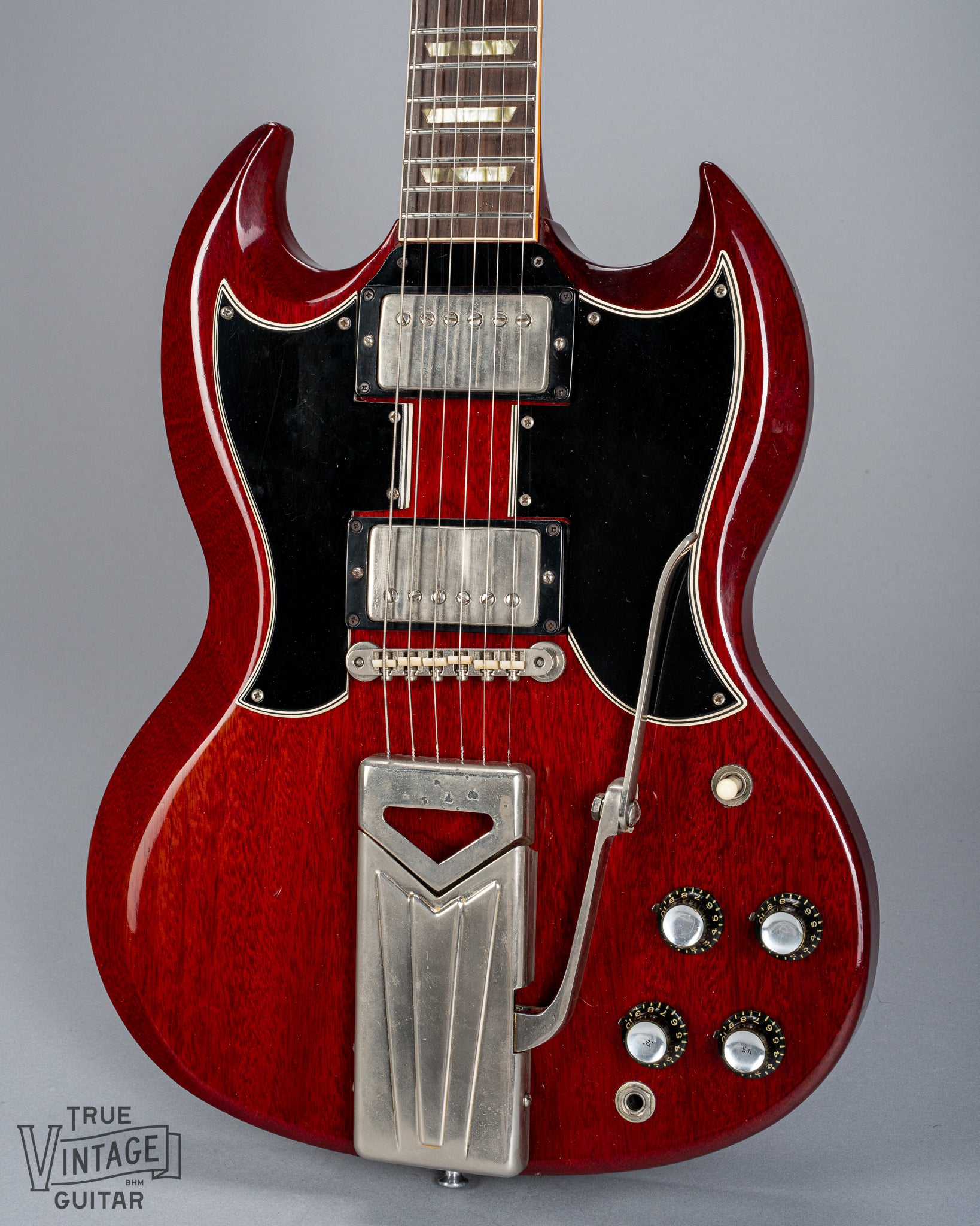 Body of vintage original 1963 Gibson Les Paul Standard SG in Cherry Red with double pickguards