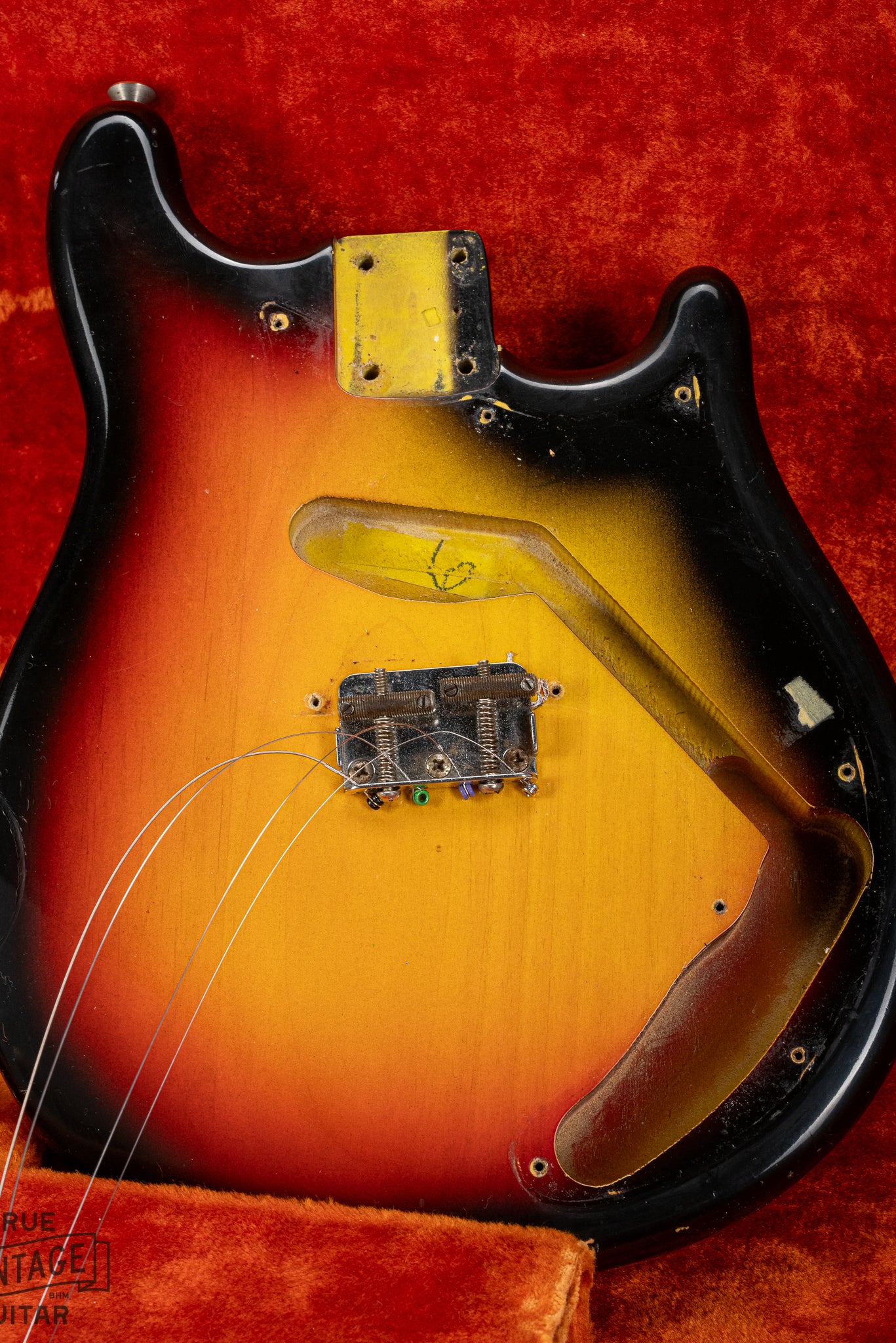 1965 Fender Electric Mandolin Sunburst guitar mandolin body control cavity bridge and original screw holes