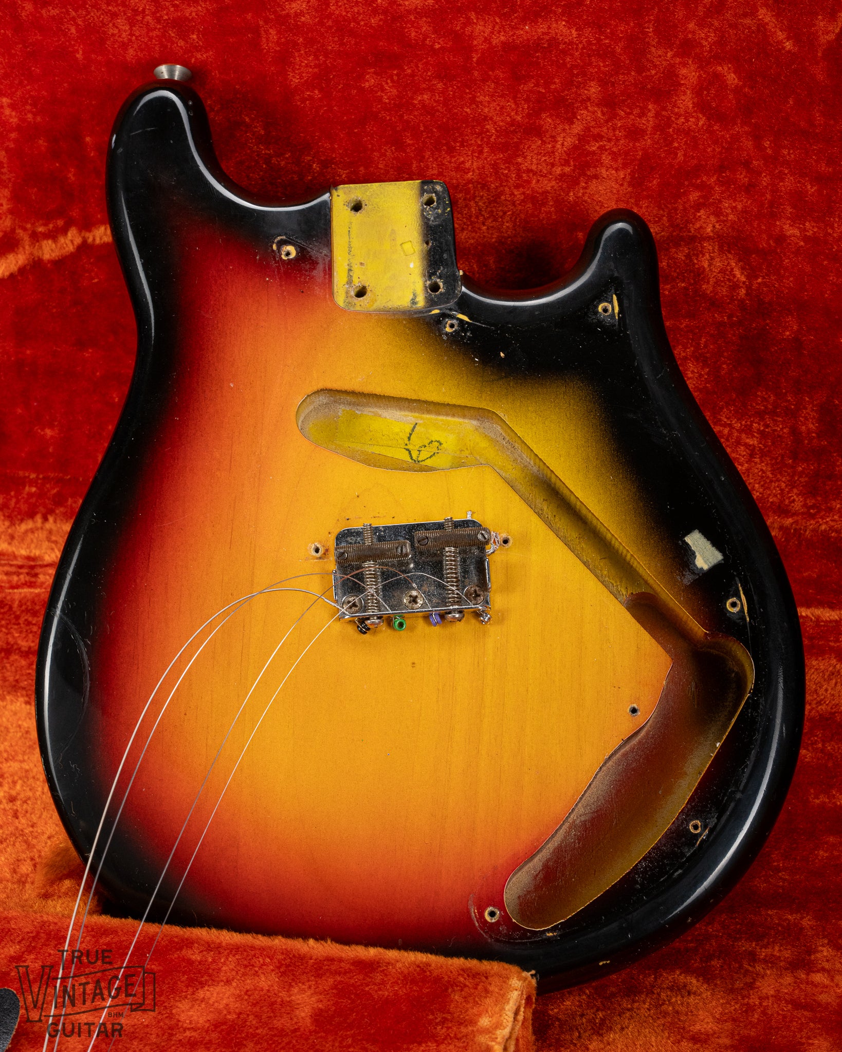 1965 Fender Electric Mandolin Sunburst guitar mandolin body control cavity bridge and original screw holes