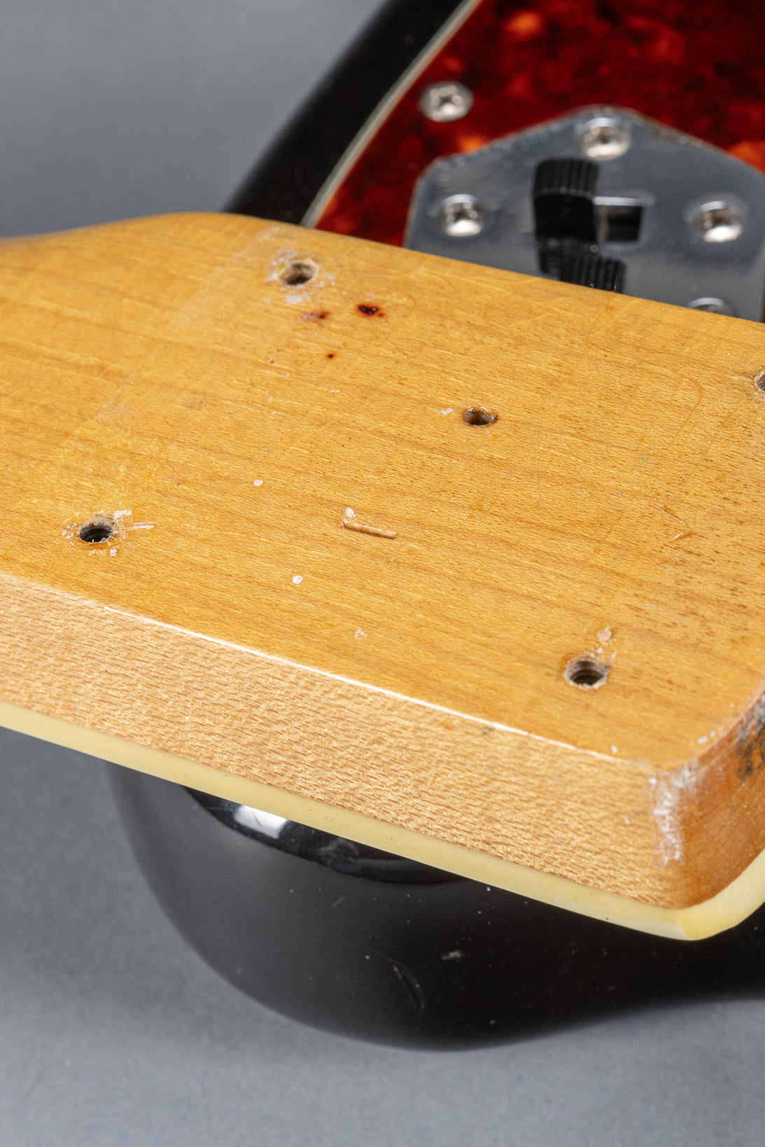 1965 Fender Jaguar Sunburst Back of Neck Heel Screw Holes CBS Neck Heel Date