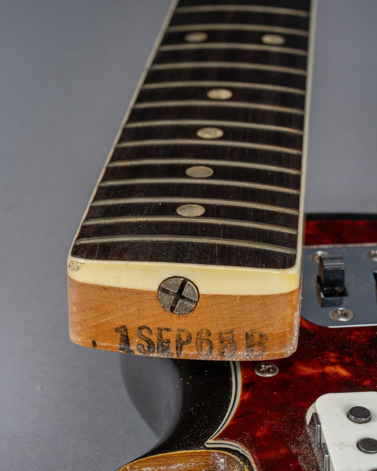 1965 Fender Jaguar Sunburst original CBS Neck Heel Date Binding Pearloid Inlays