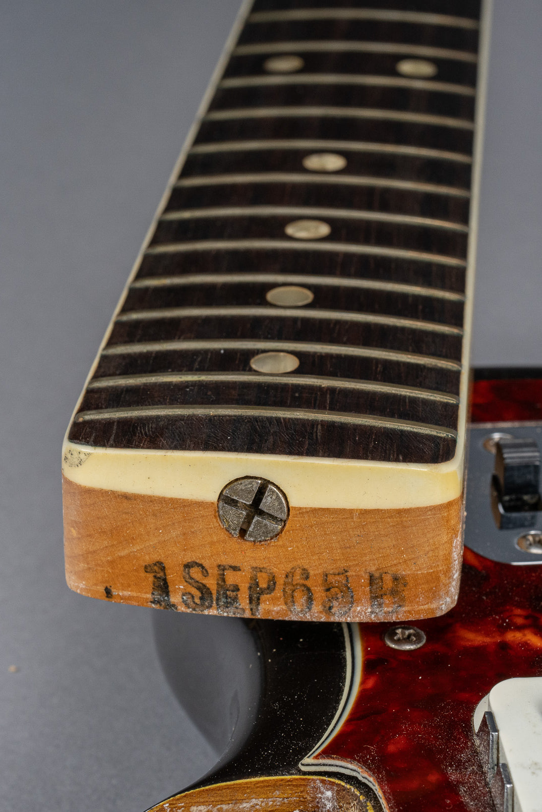 1965 Fender Jaguar Sunburst original CBS Neck Heel Date  Binding Pearloid Inlays