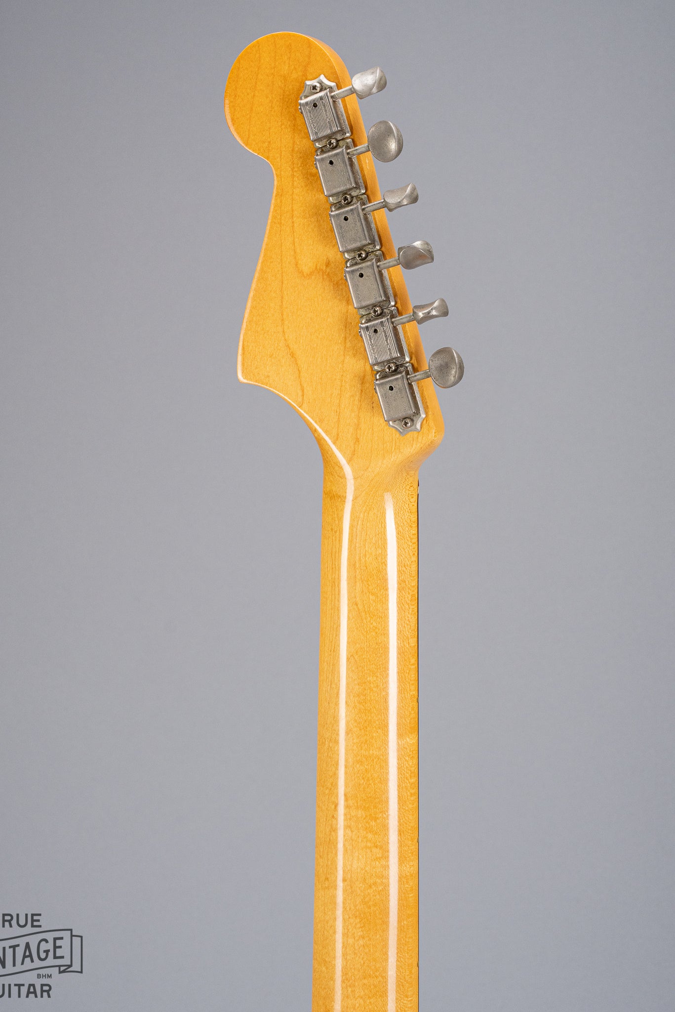 back of 1965 Fender Jazzmaster sunburst guitar neck and headstock tuners