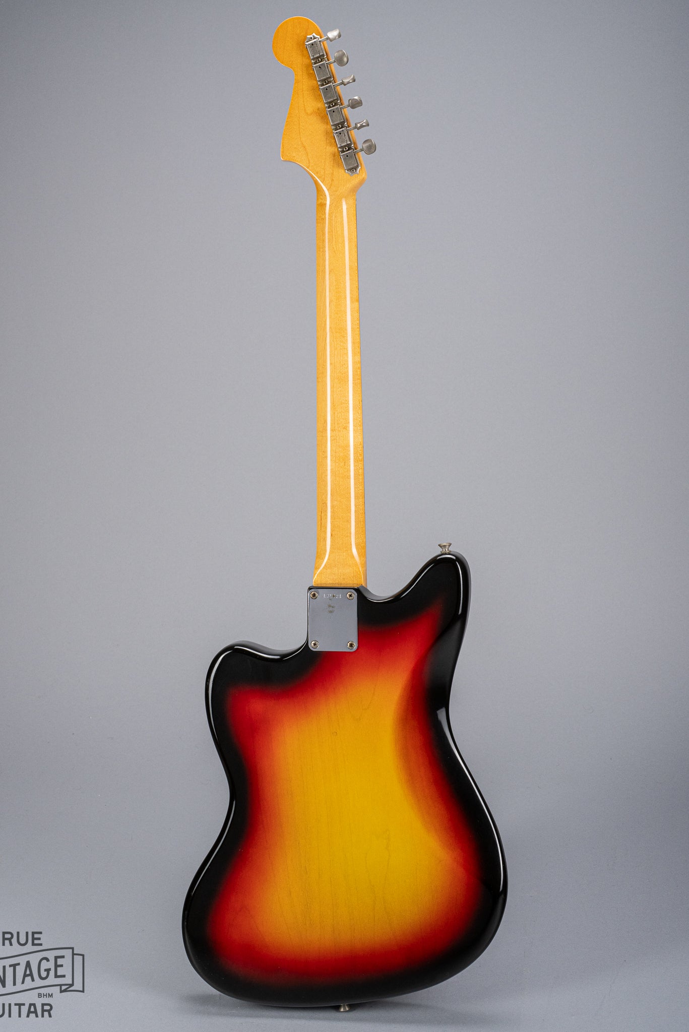back of 1965 Fender Jazzmaster sunburst guitar body neck and headstock
