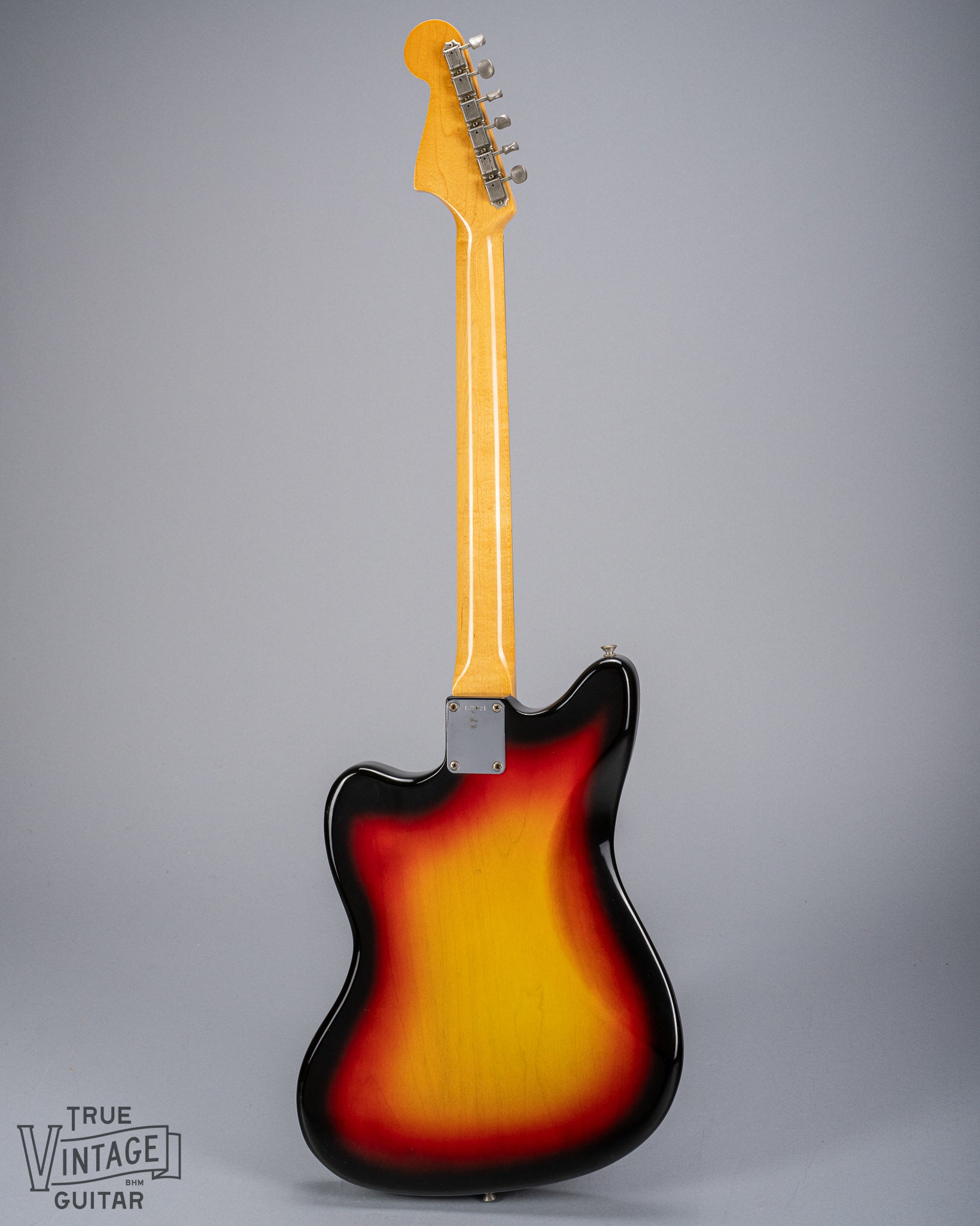 back of 1965 Fender Jazzmaster sunburst guitar body neck and headstock