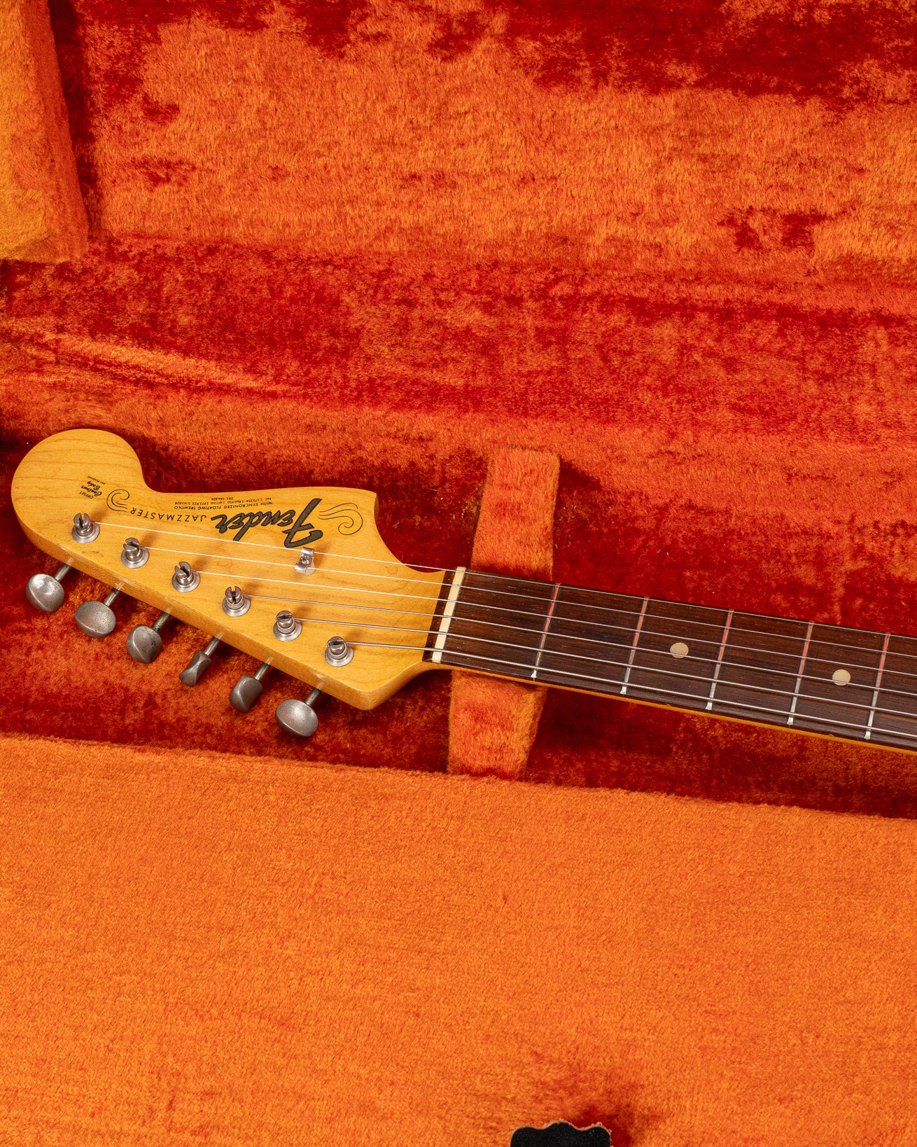 1965 Fender Jazzmaster sunburst guitar neck and headstock in original case