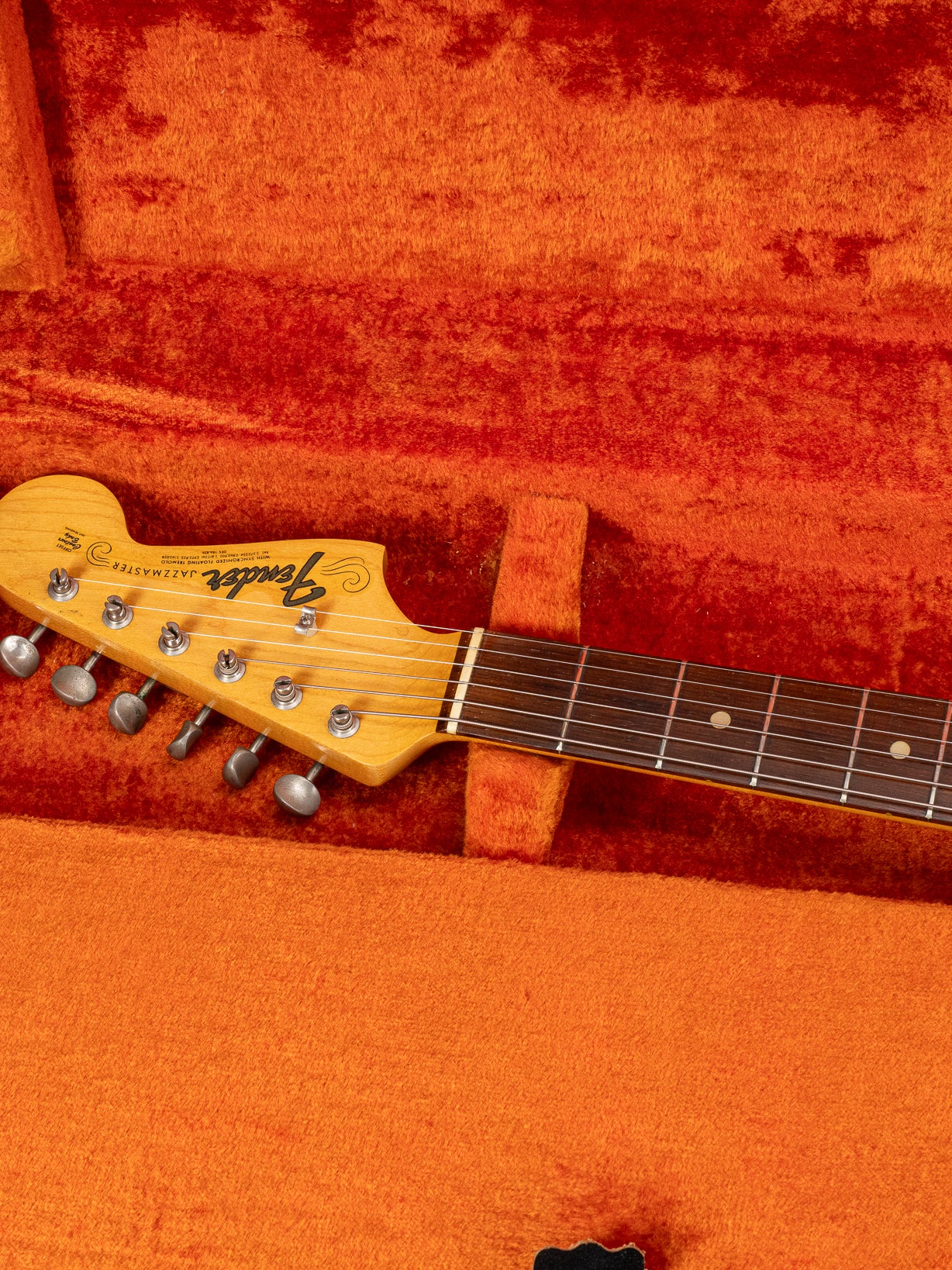 1965 Fender Jazzmaster sunburst guitar neck and headstock in original case