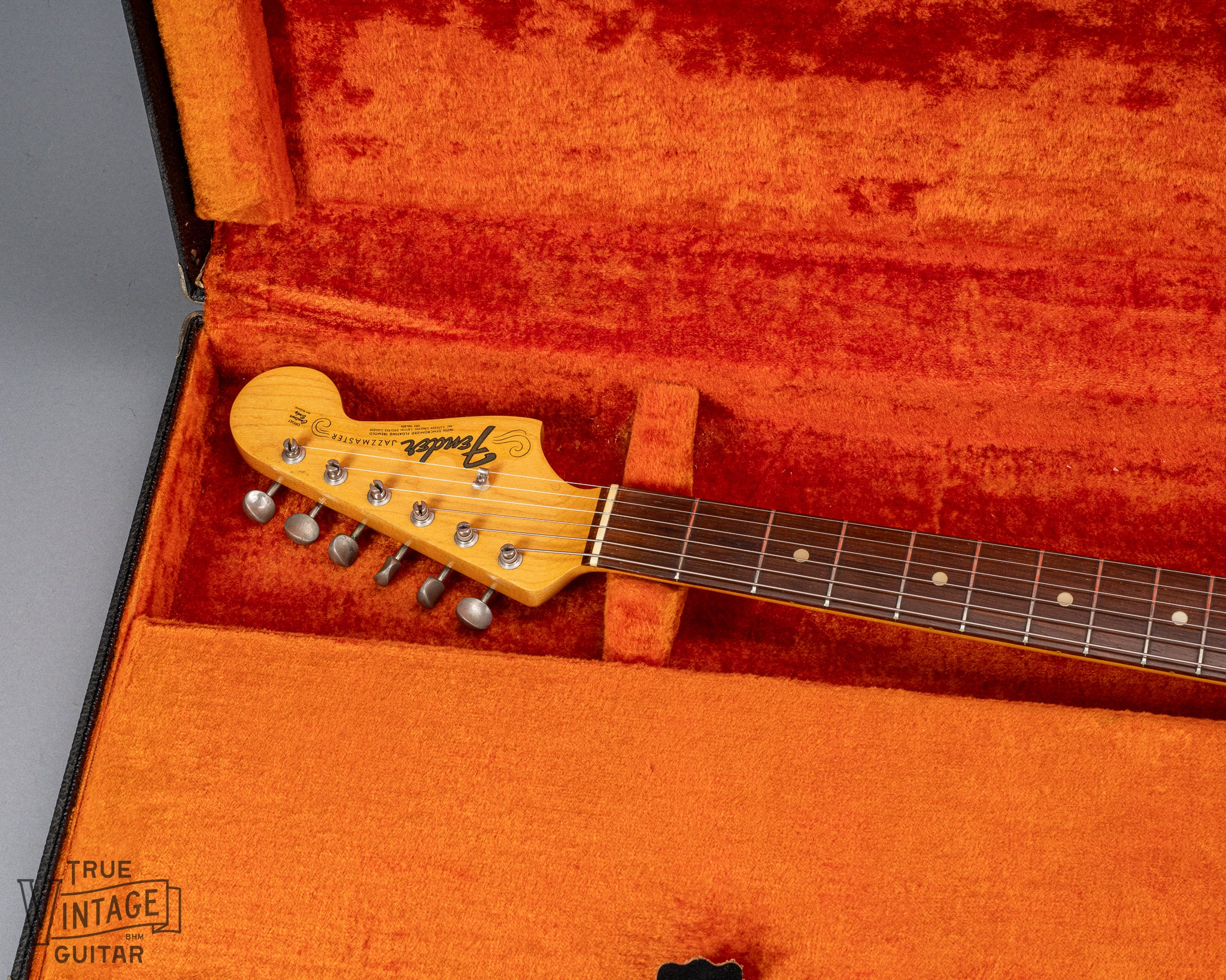 1965 Fender Jazzmaster sunburst guitar neck and headstock in original case