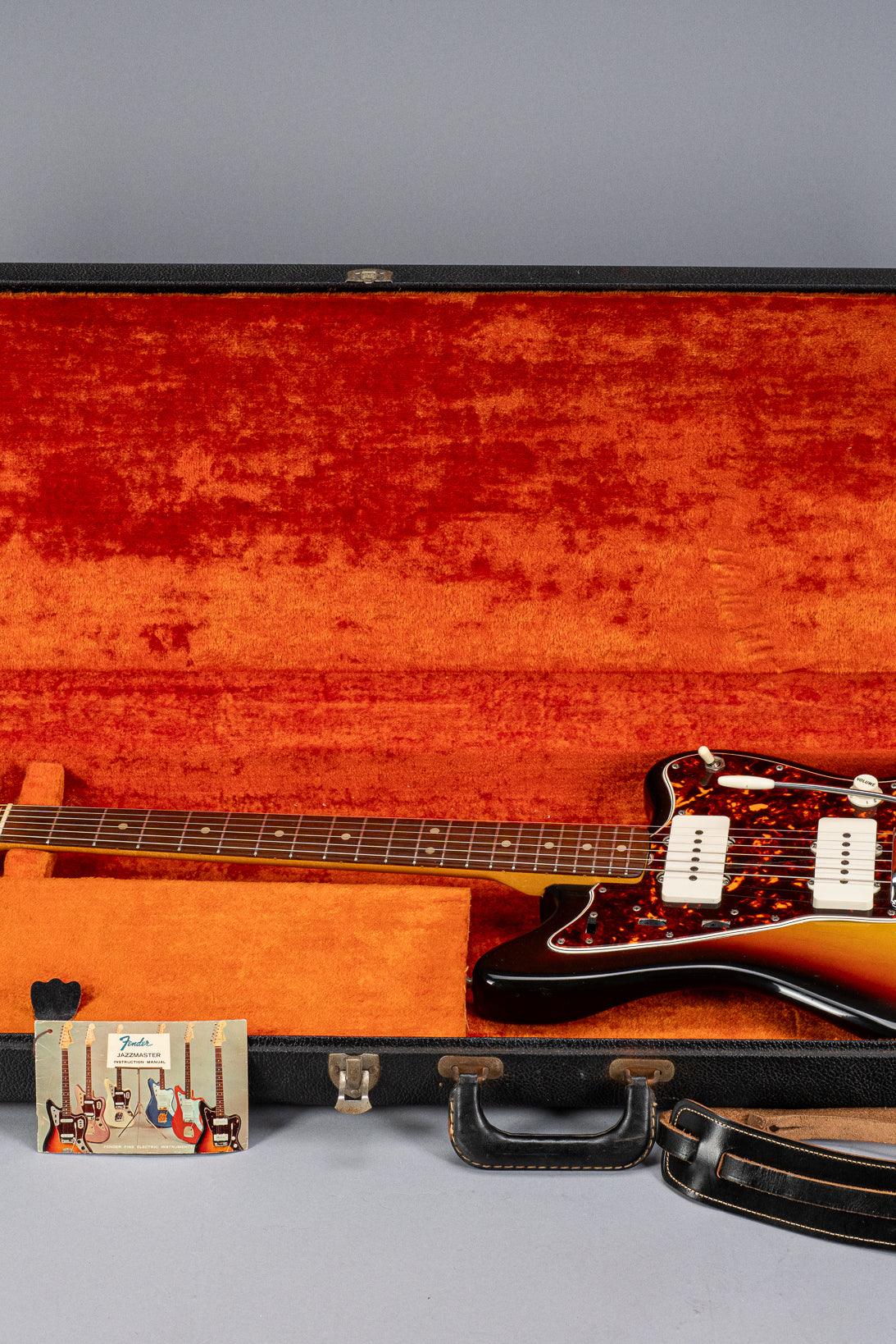 1965 Fender Jazzmaster sunburst guitar body tortoise shell pickguard in original case with original hangtag and strap