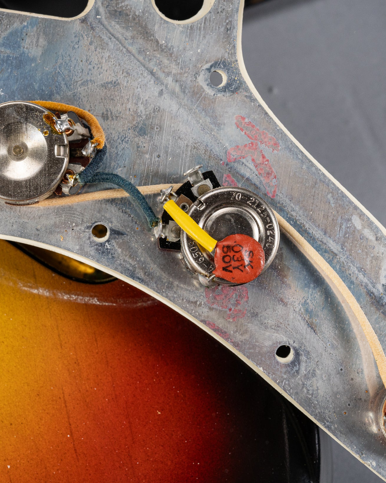 1965 Fender Jazzmaster sunburst guitar pots and pot codes