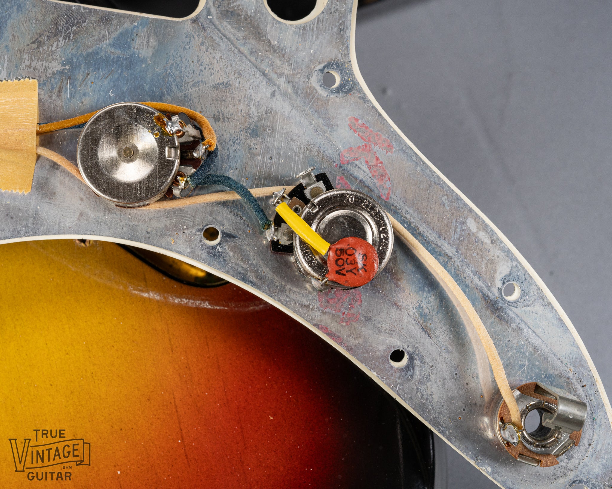 1965 Fender Jazzmaster sunburst guitar pots and pot codes