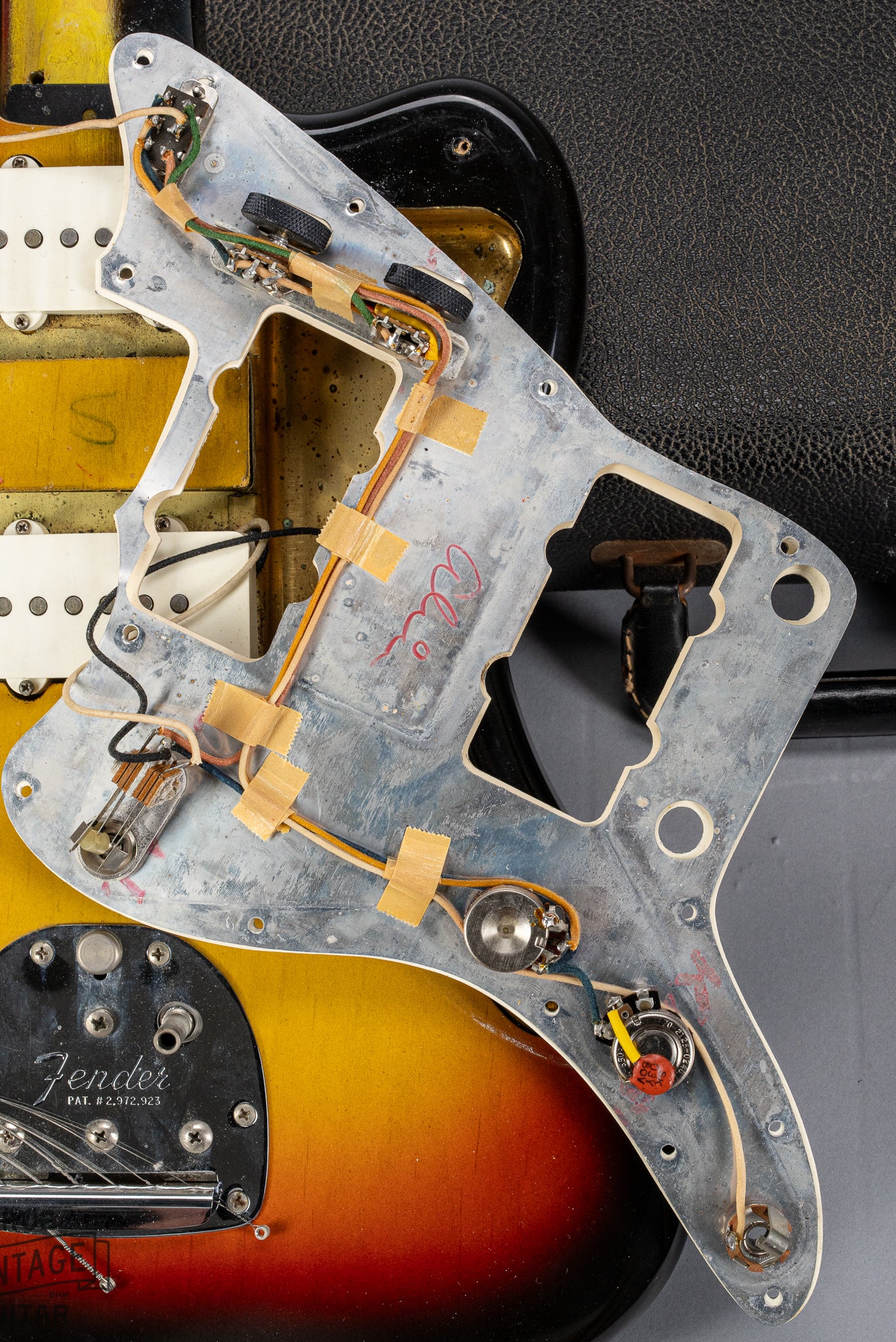 1965 Fender Jazzmaster sunburst guitar pickguard original pots wiring and electronics and soldering